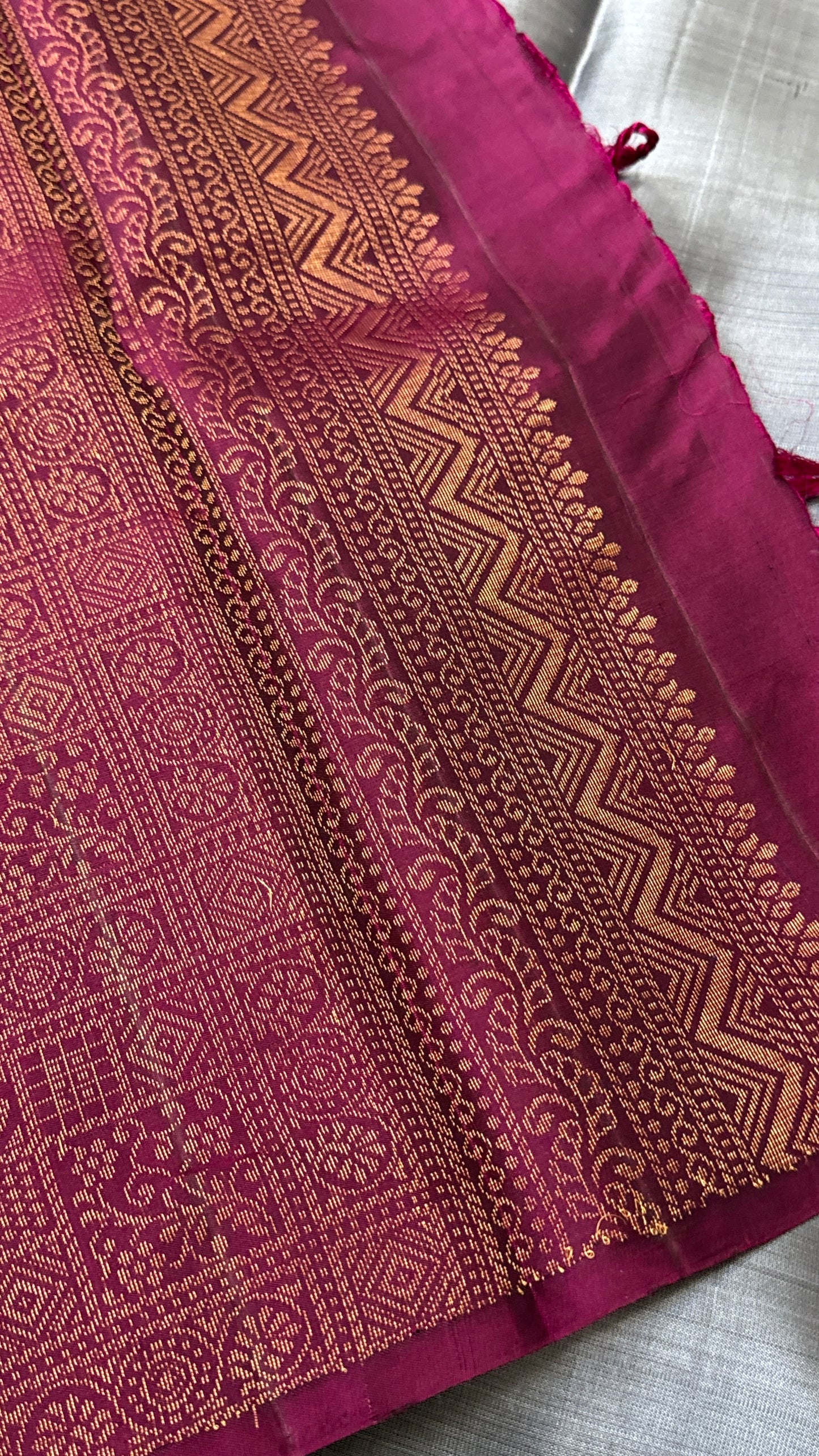 Pure Handloom Soft Silk Saree – Grey and Wine