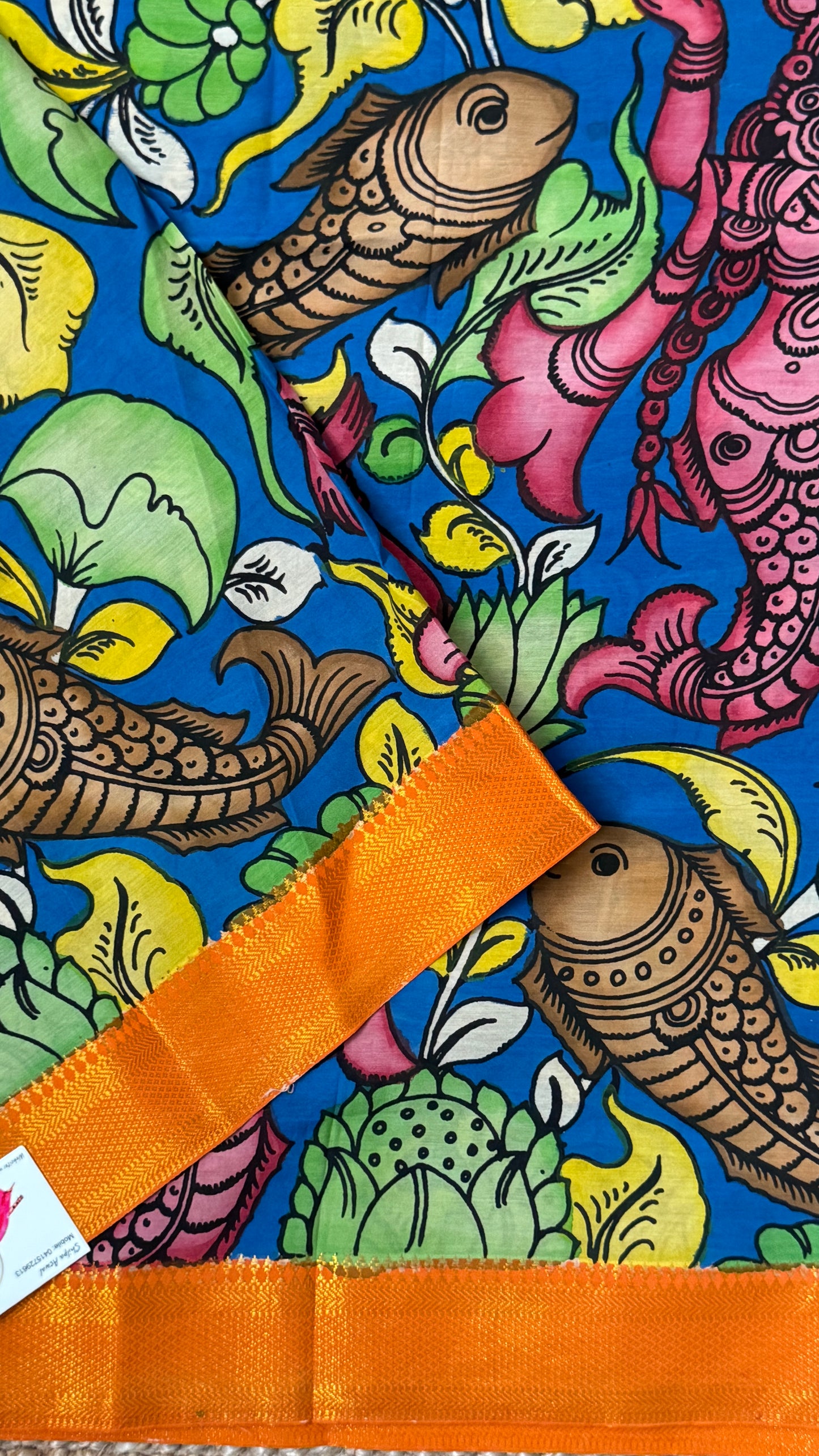 Hand-Painted Kalamkari Bangalore Silk Dupatta/Scarf