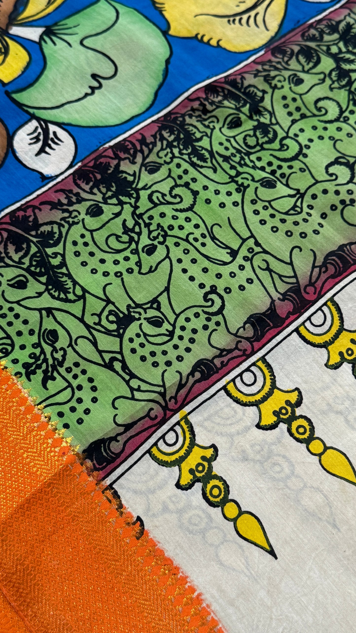 Hand-Painted Kalamkari Bangalore Silk Dupatta/Scarf