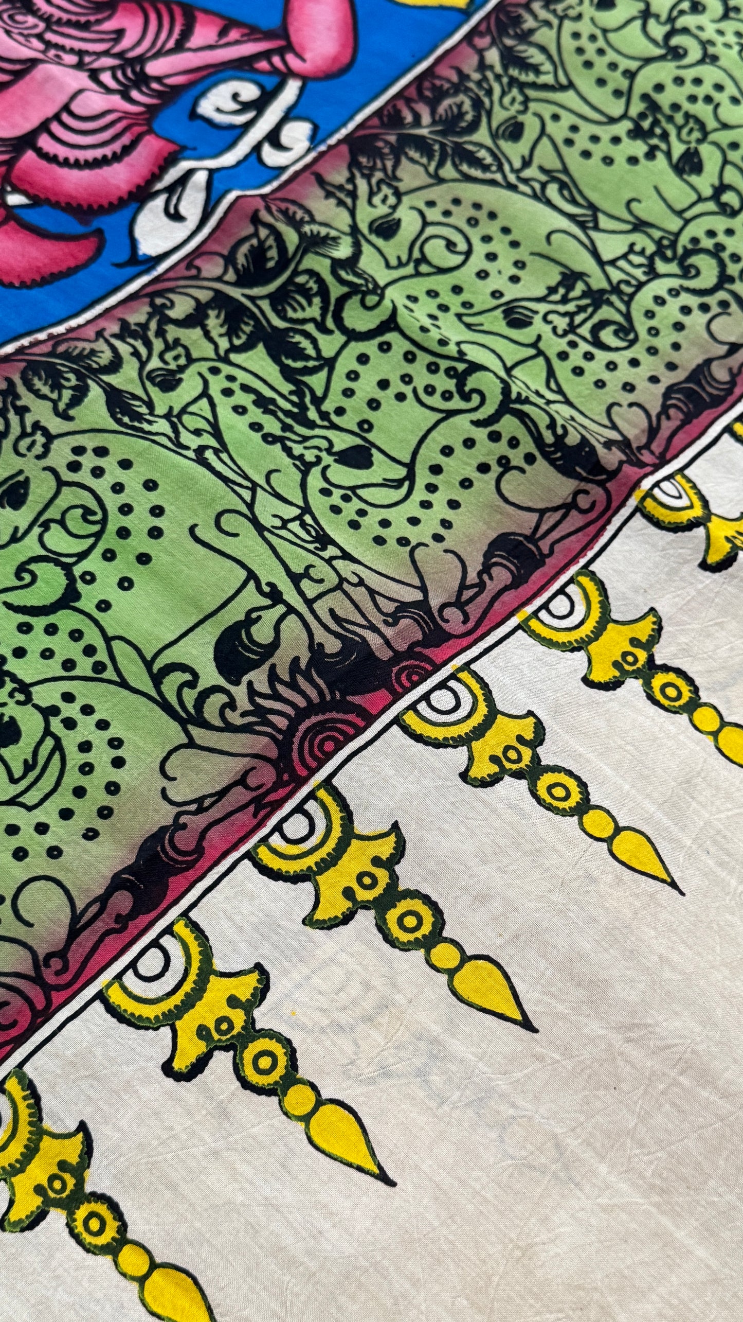 Hand-Painted Kalamkari Bangalore Silk Dupatta/Scarf