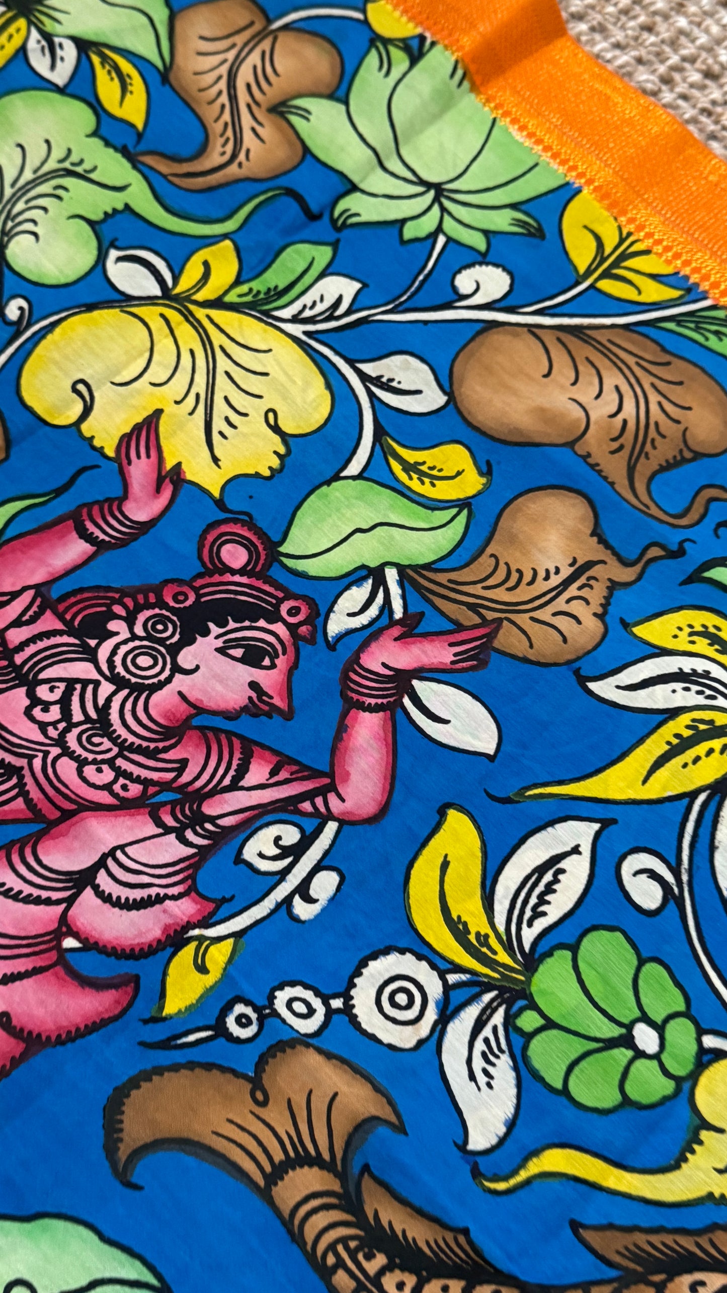 Hand-Painted Kalamkari Bangalore Silk Dupatta/Scarf