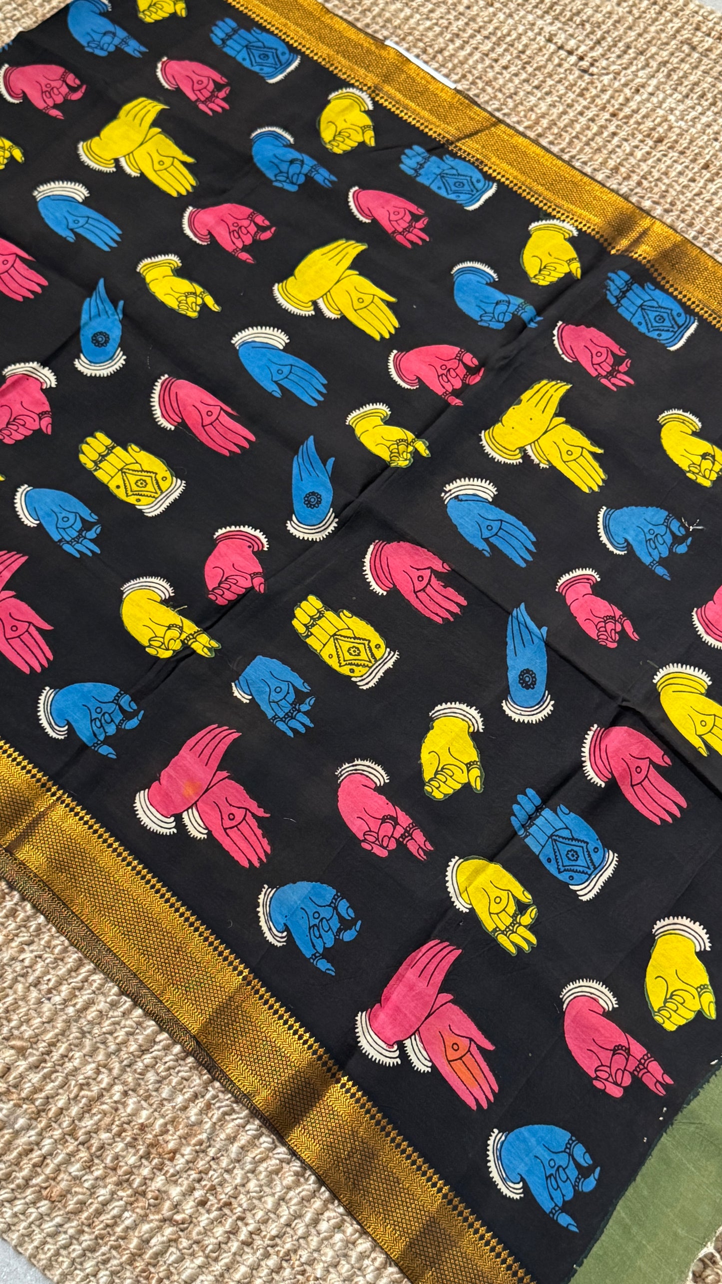 Hand-Painted Kalamkari Bangalore Silk Dupatta/Scarf