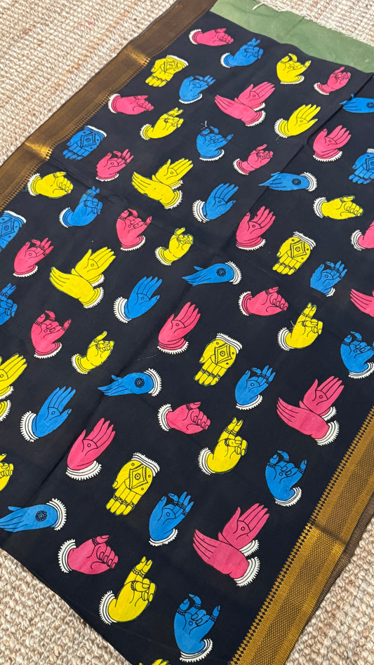 Hand-Painted Kalamkari Bangalore Silk Dupatta/Scarf