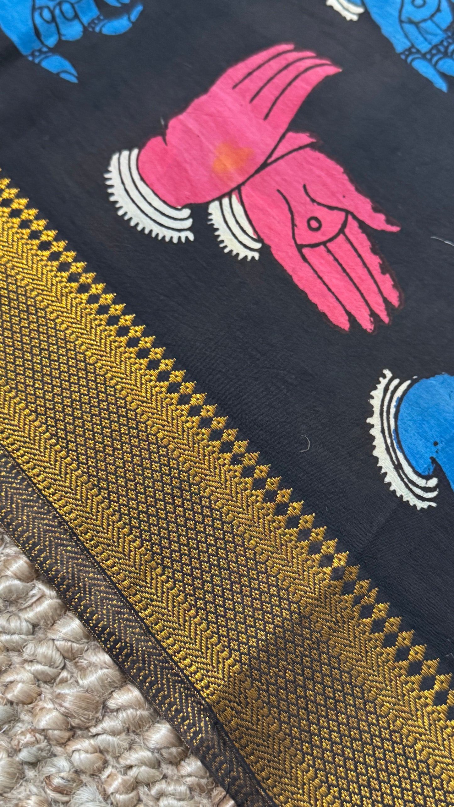 Hand-Painted Kalamkari Bangalore Silk Dupatta/Scarf