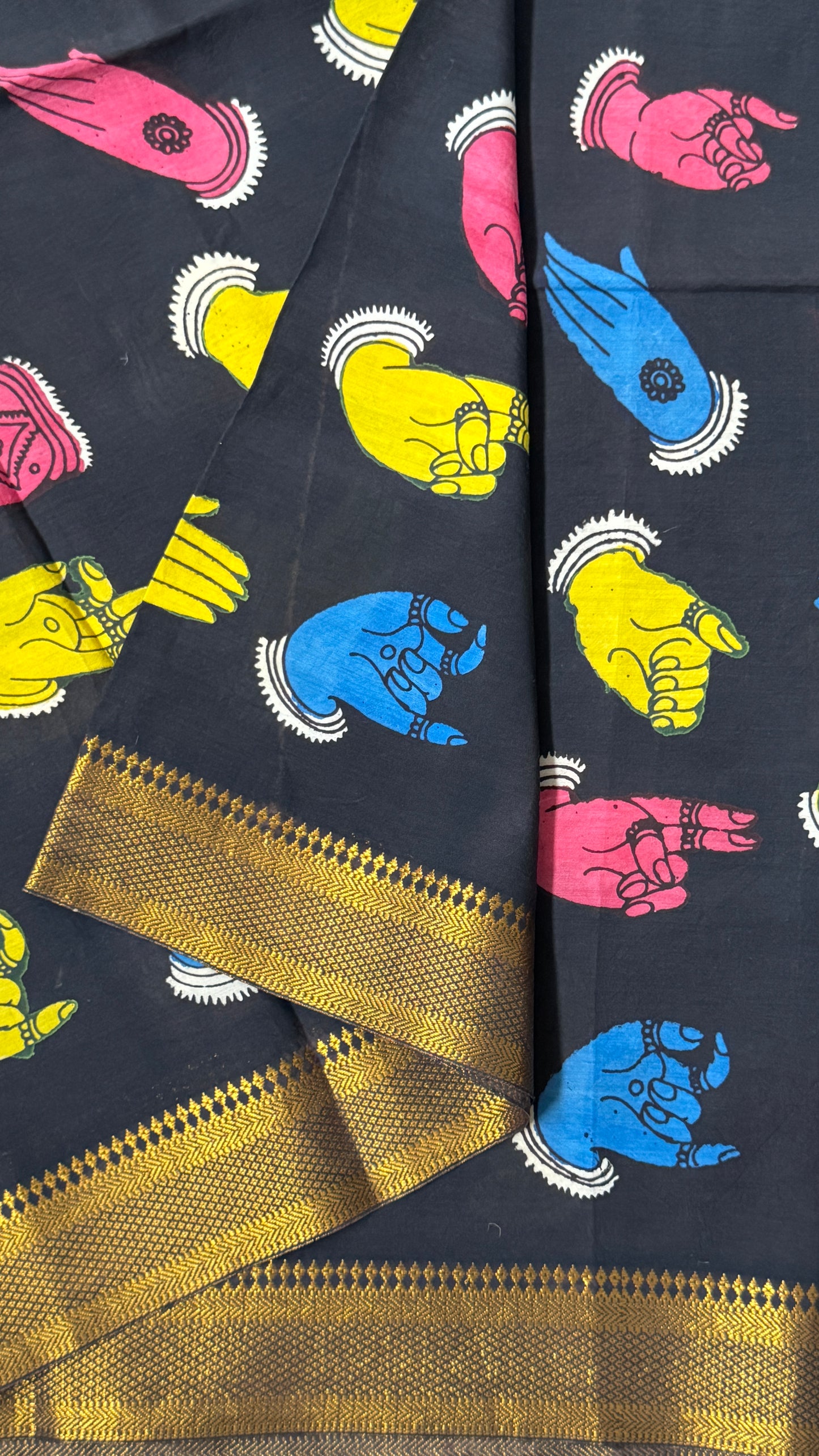 Hand-Painted Kalamkari Bangalore Silk Dupatta/Scarf