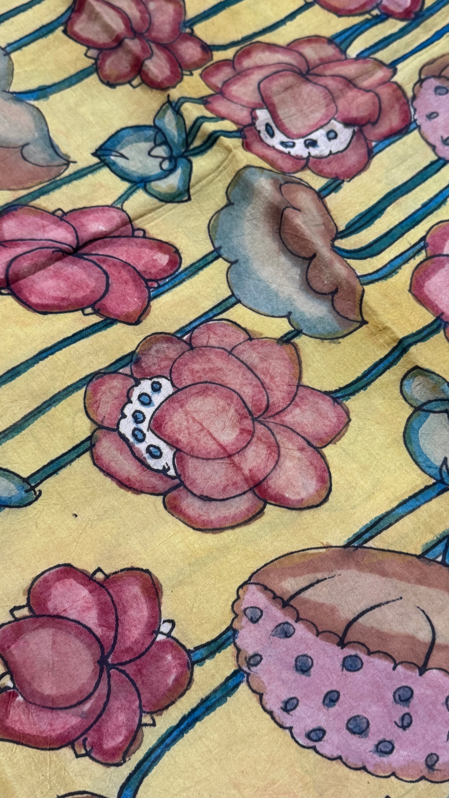 Hand-Painted Kalamkari Bangalore Silk Dupatta/Scarf
