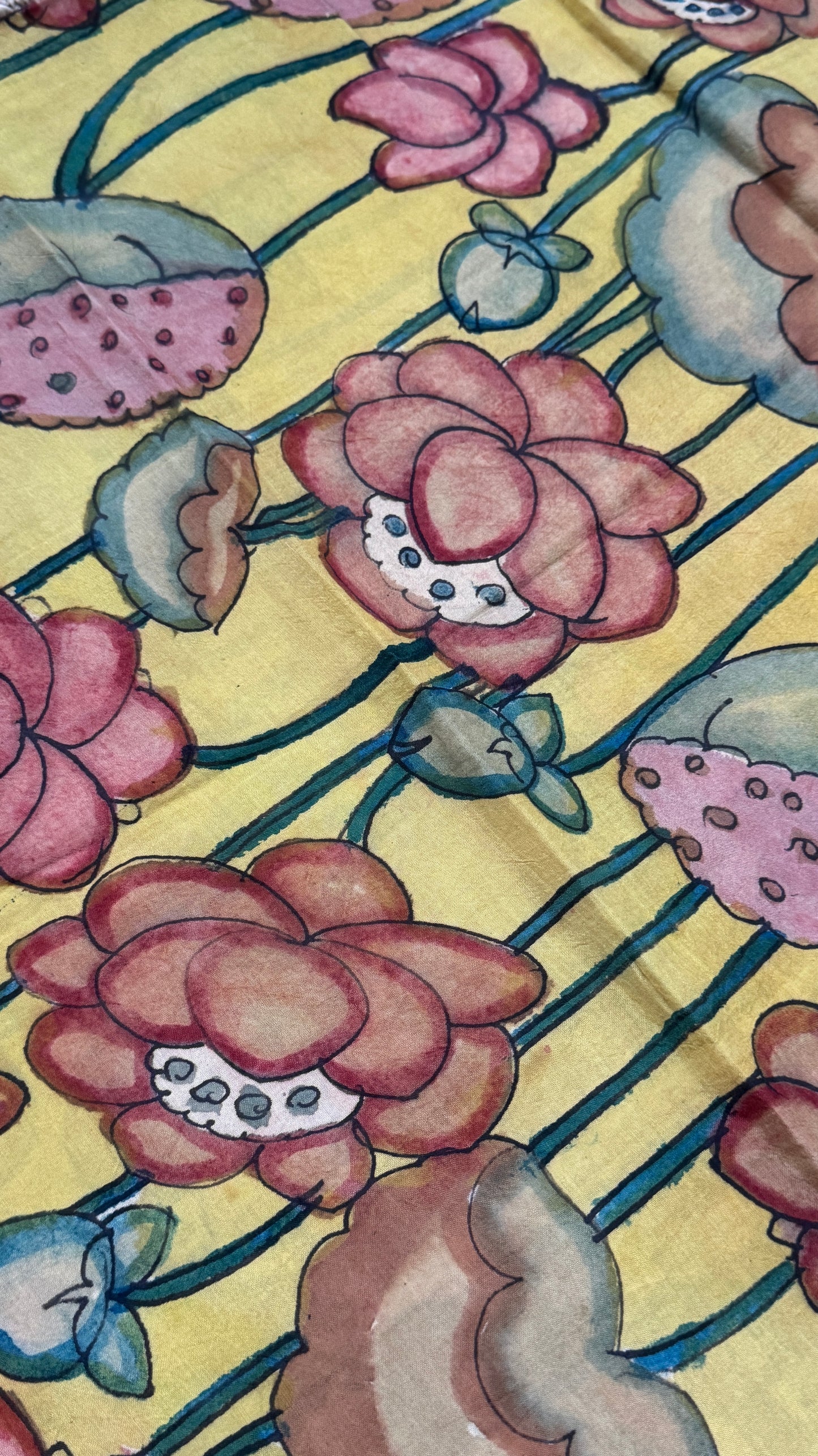 Hand-Painted Kalamkari Bangalore Silk Dupatta/Scarf