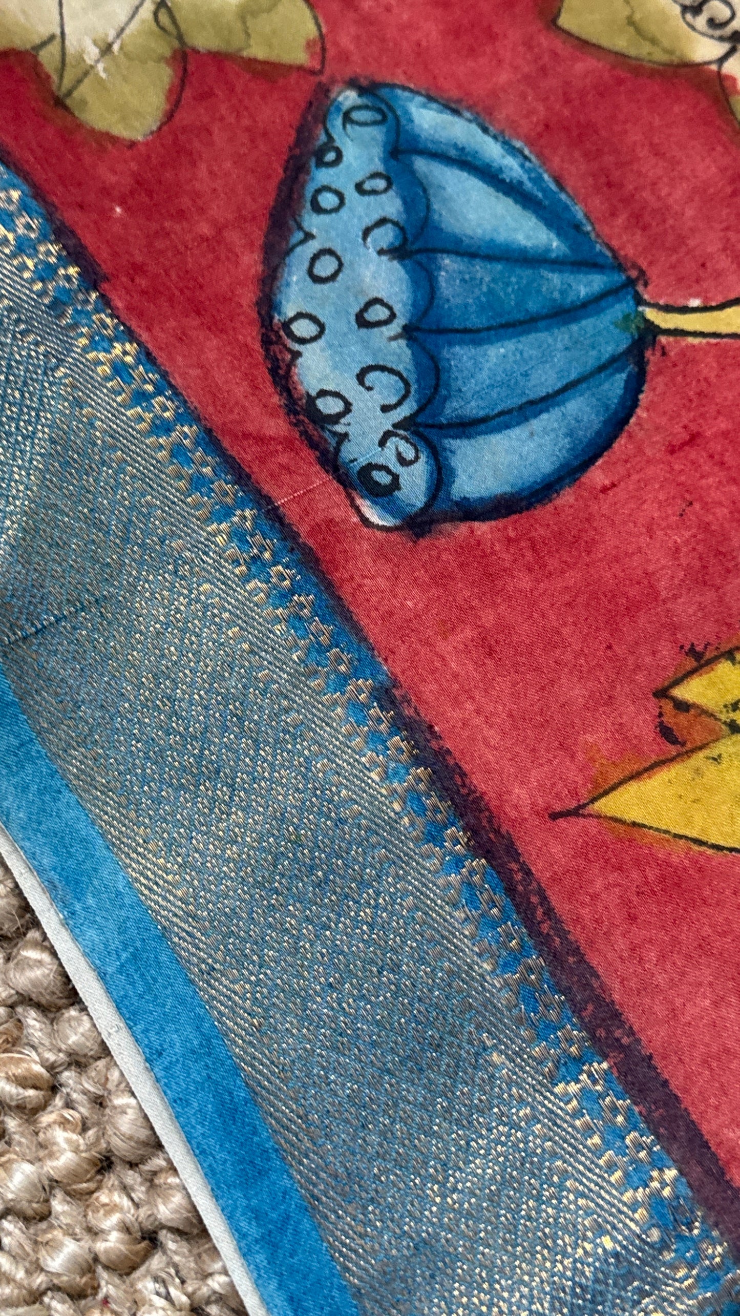 Hand-Painted Kalamkari Bangalore Silk Dupatta/Scarf