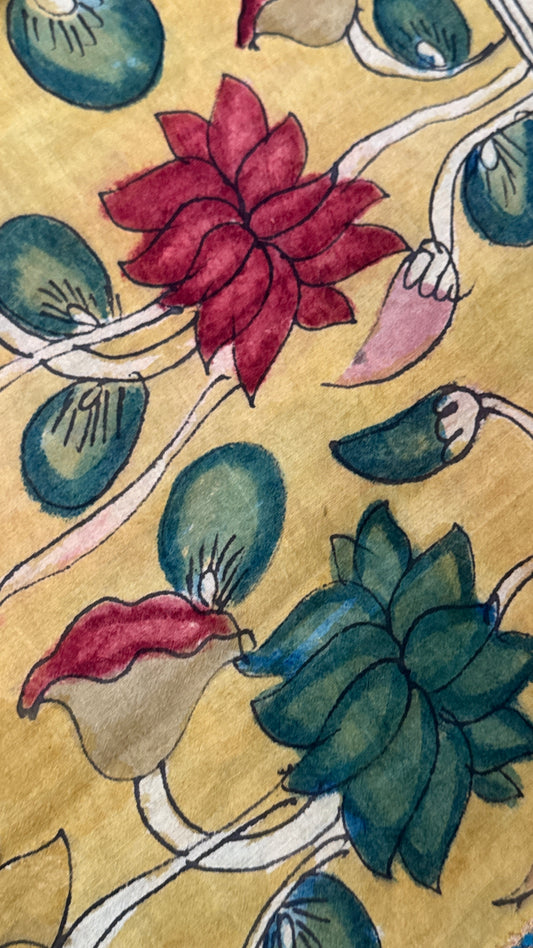 Hand-Painted Kalamkari Bangalore Silk Dupatta/Scarf