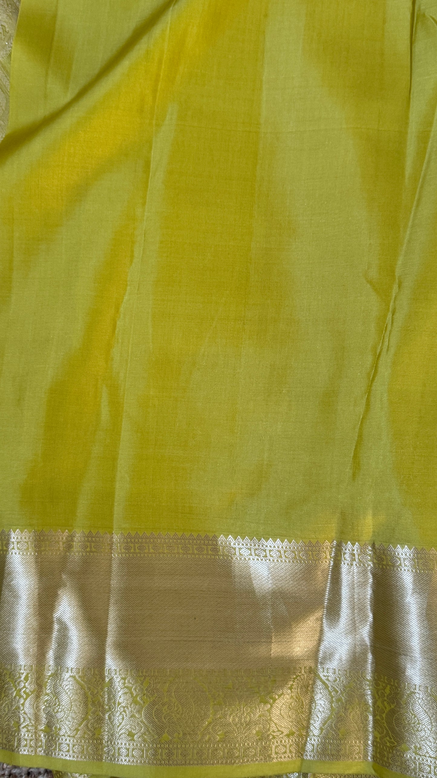 Pure Kanchivaram Silk Saree – Exquisite Mehendi Yellow/Green