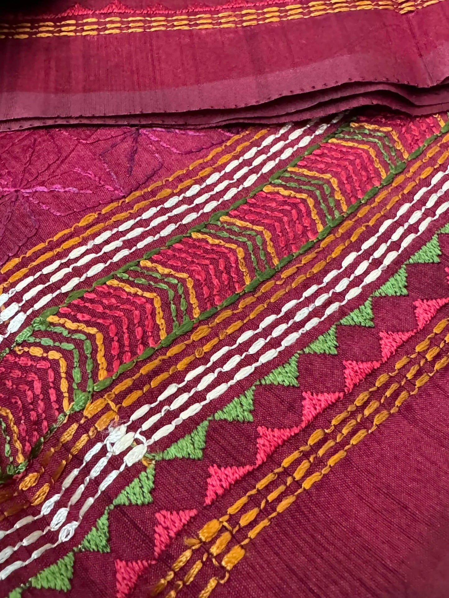 Handloom Raw silk embroidered saree β Maroon
