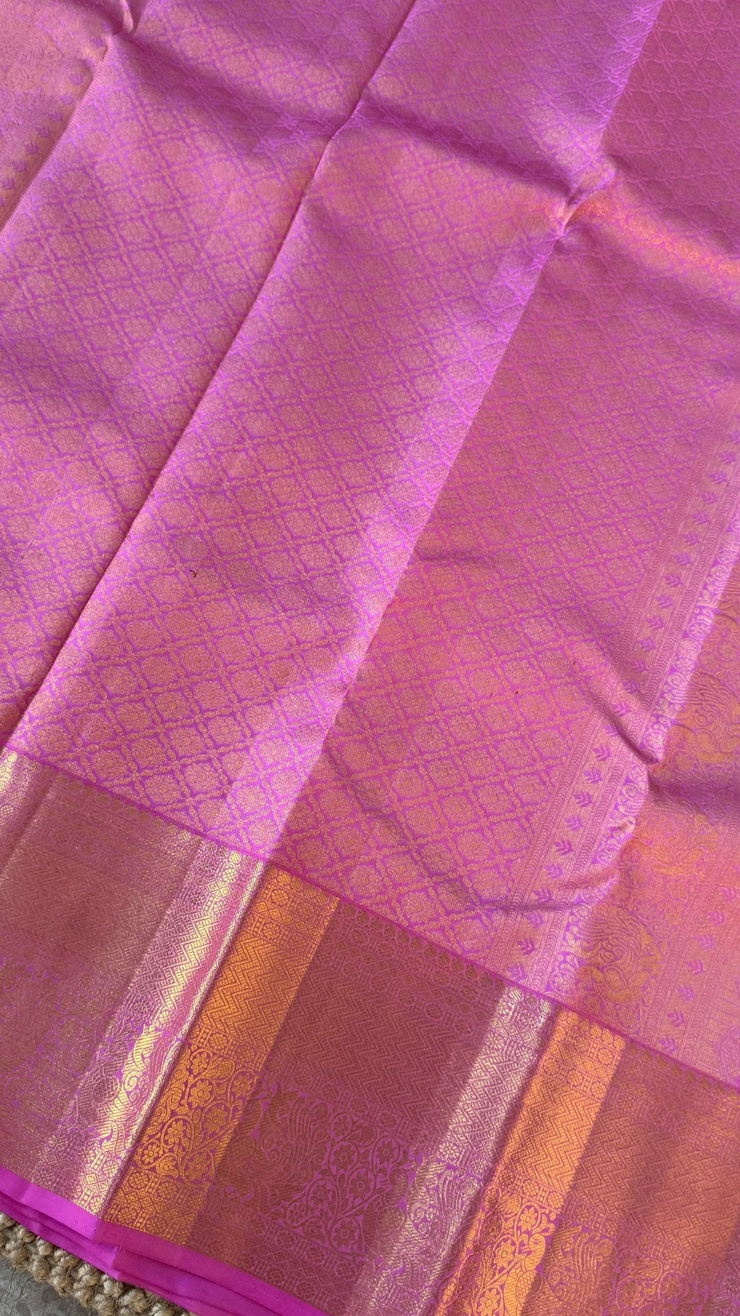 Pure Kanchivaram Silk Saree – Pure Kanchivaram Silk Saree – Exquisite Yellow with Pink Zari Border - Fully Brocade Weaving