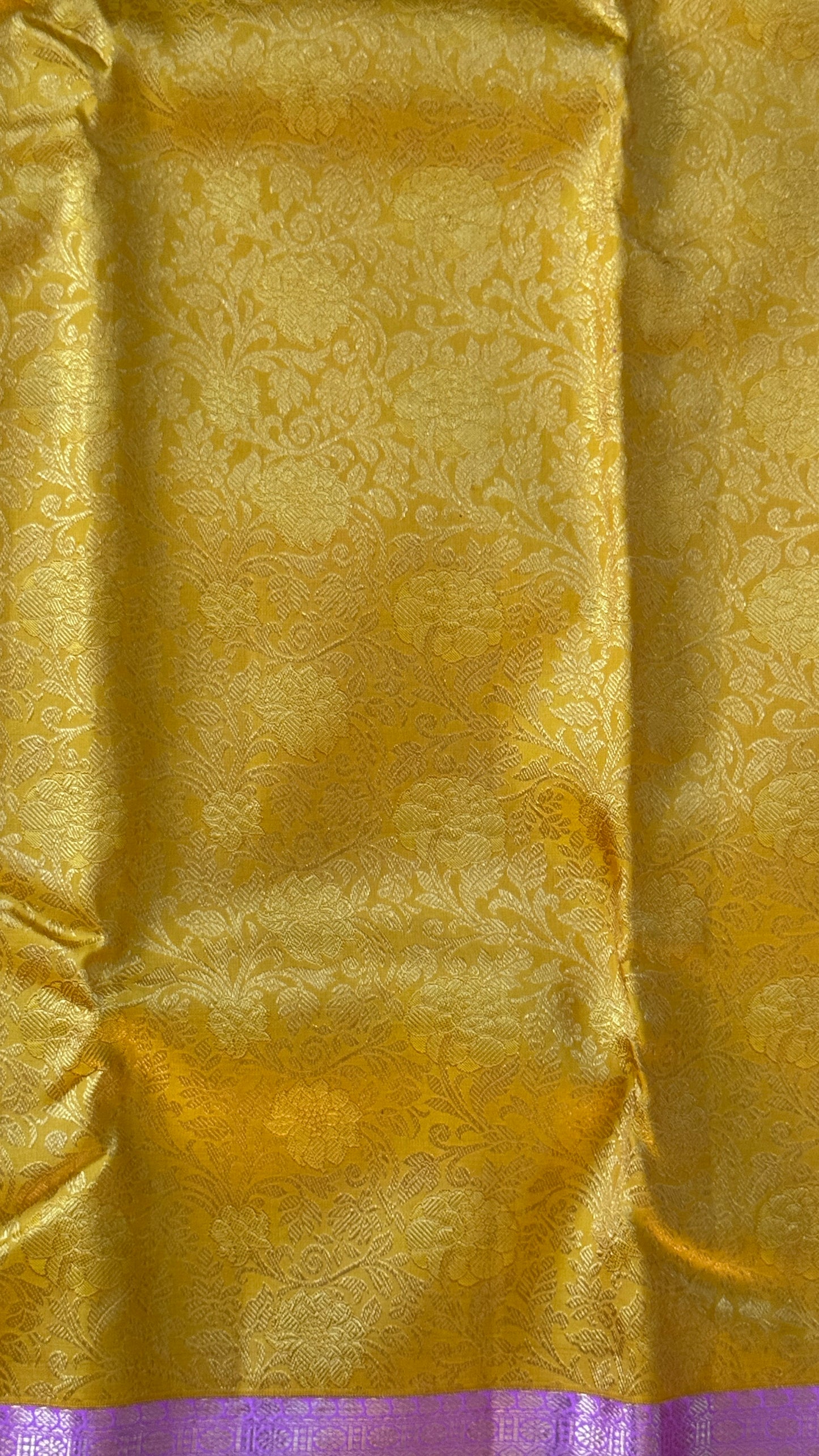 Pure Kanchivaram Silk Saree – Pure Kanchivaram Silk Saree – Exquisite Yellow with Pink Zari Border - Fully Brocade Weaving
