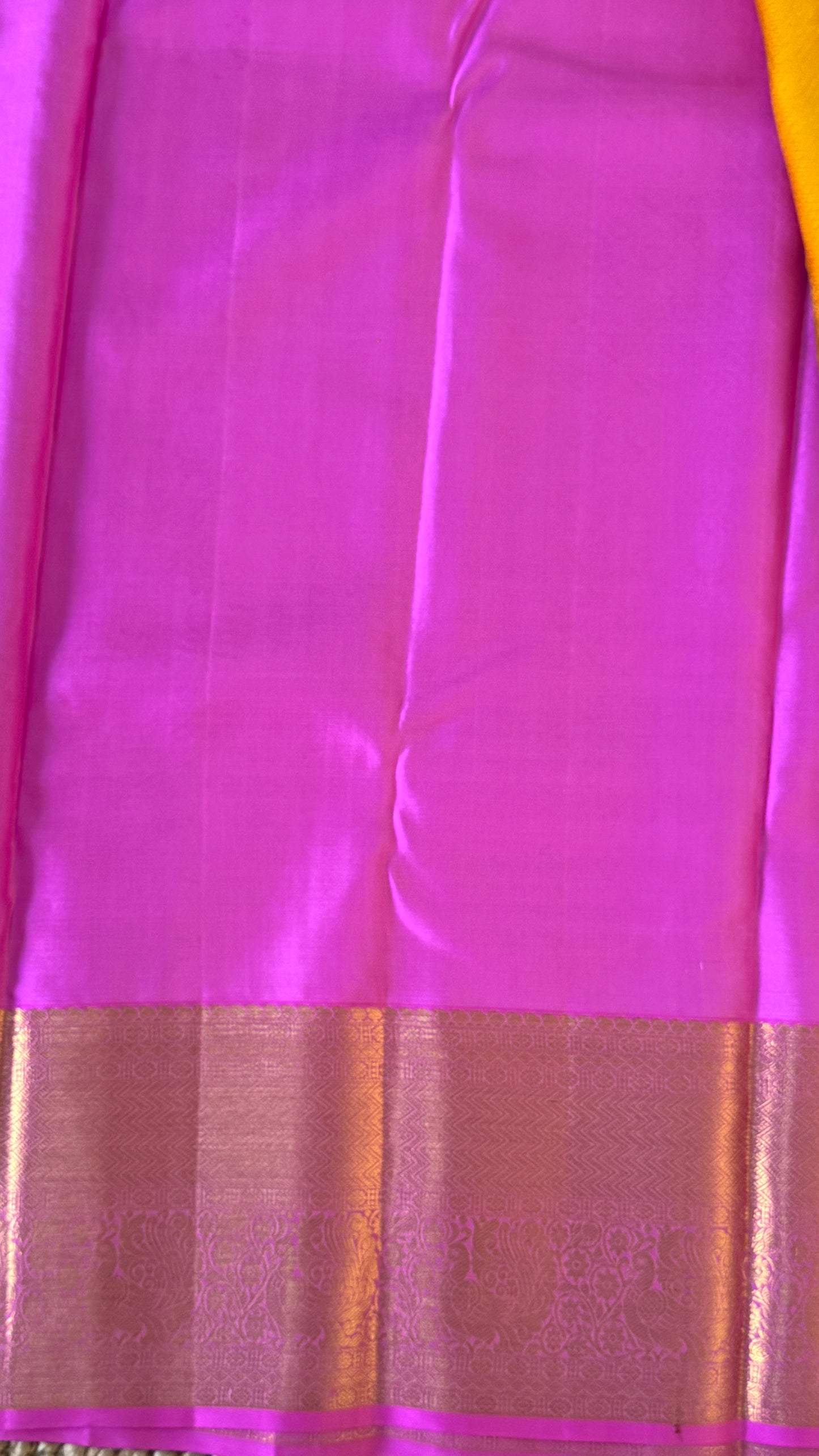 Pure Kanchivaram Silk Saree – Pure Kanchivaram Silk Saree – Exquisite Yellow with Pink Zari Border - Fully Brocade Weaving
