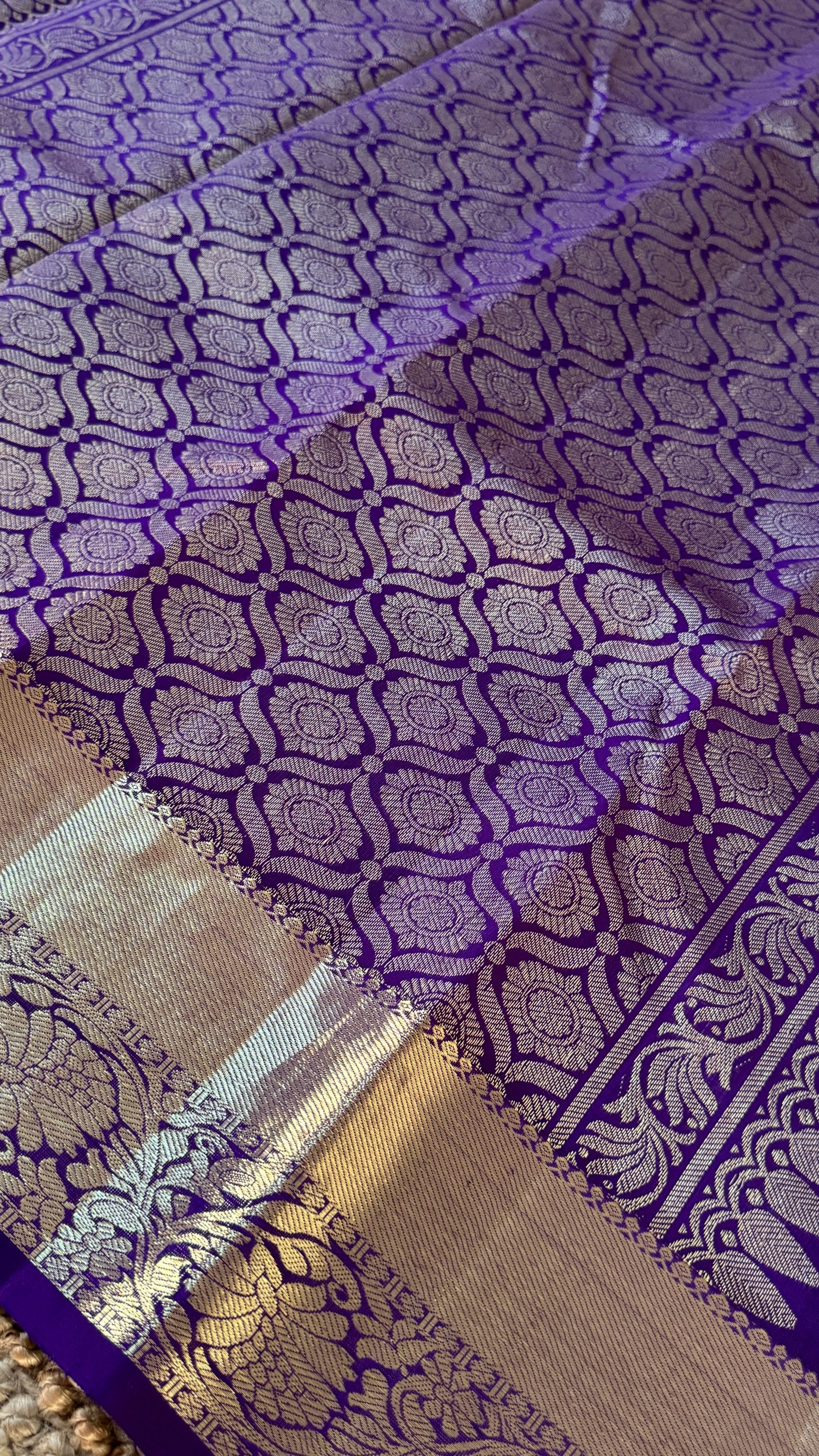 KANJIVARAM PURE SILK HANDLOOM SAREE – AQUAMARINE & PURPLE