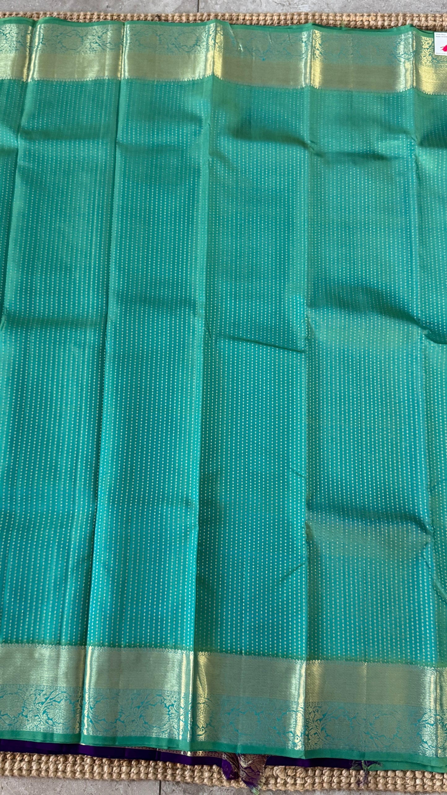 KANJIVARAM PURE SILK HANDLOOM SAREE – AQUAMARINE & PURPLE