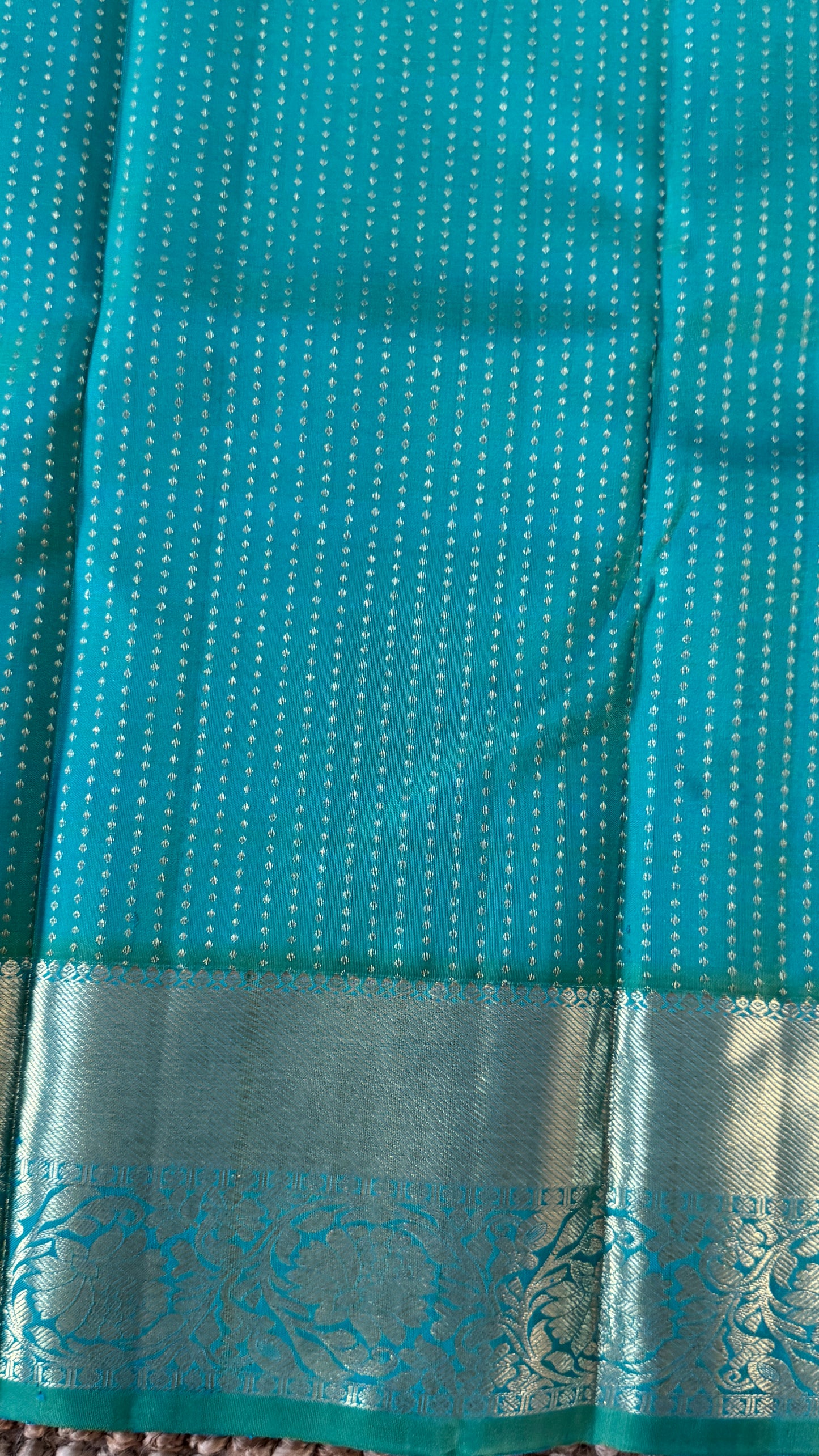 KANJIVARAM PURE SILK HANDLOOM SAREE – AQUAMARINE & PURPLE