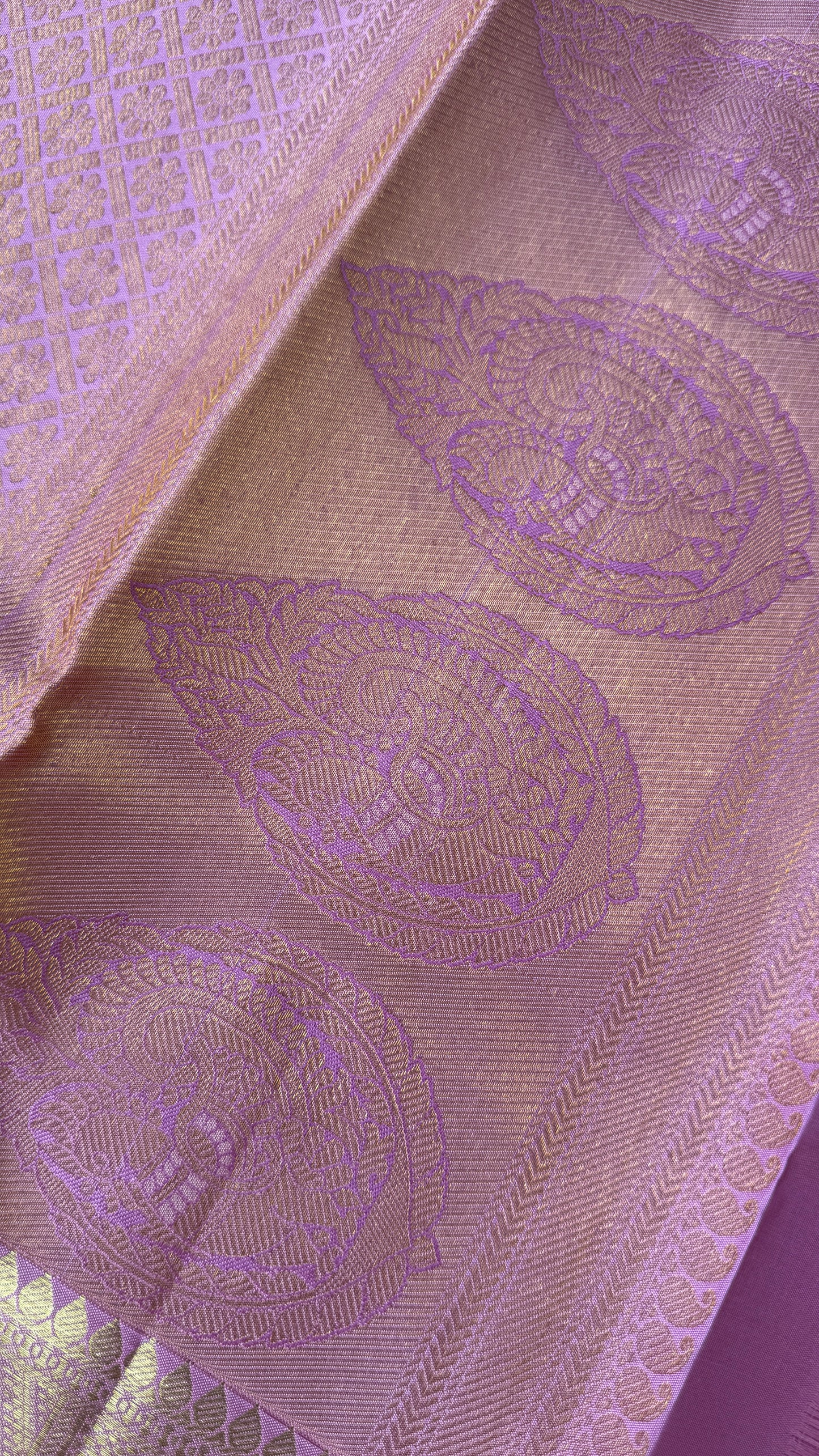 Pure Handloom Kanchivaram Silk Saree – Pink Bridal Saree with Silver Zari Weaving and Gold Border