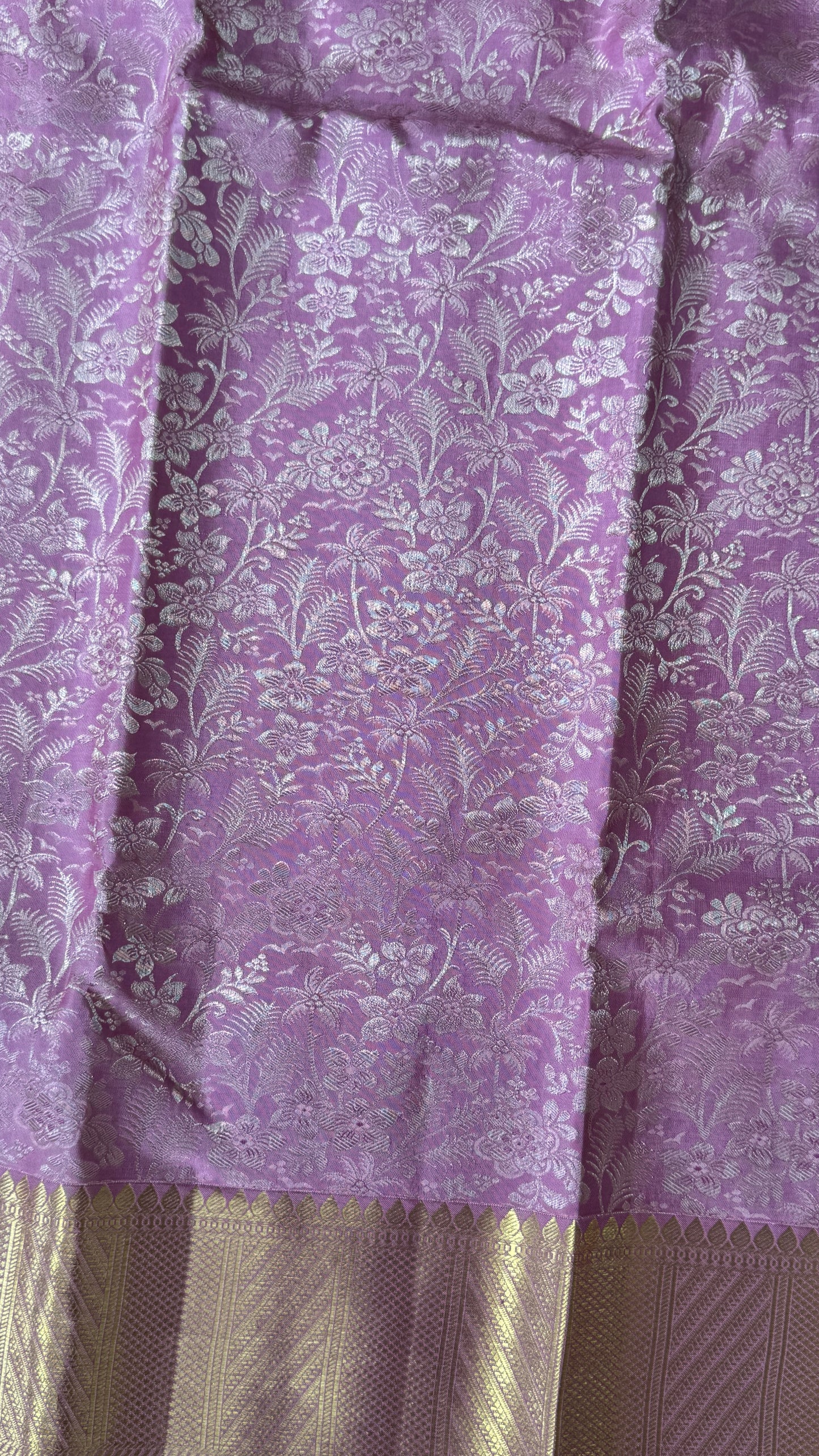 Pure Handloom Kanchivaram Silk Saree – Pink Bridal Saree with Silver Zari Weaving and Gold Border
