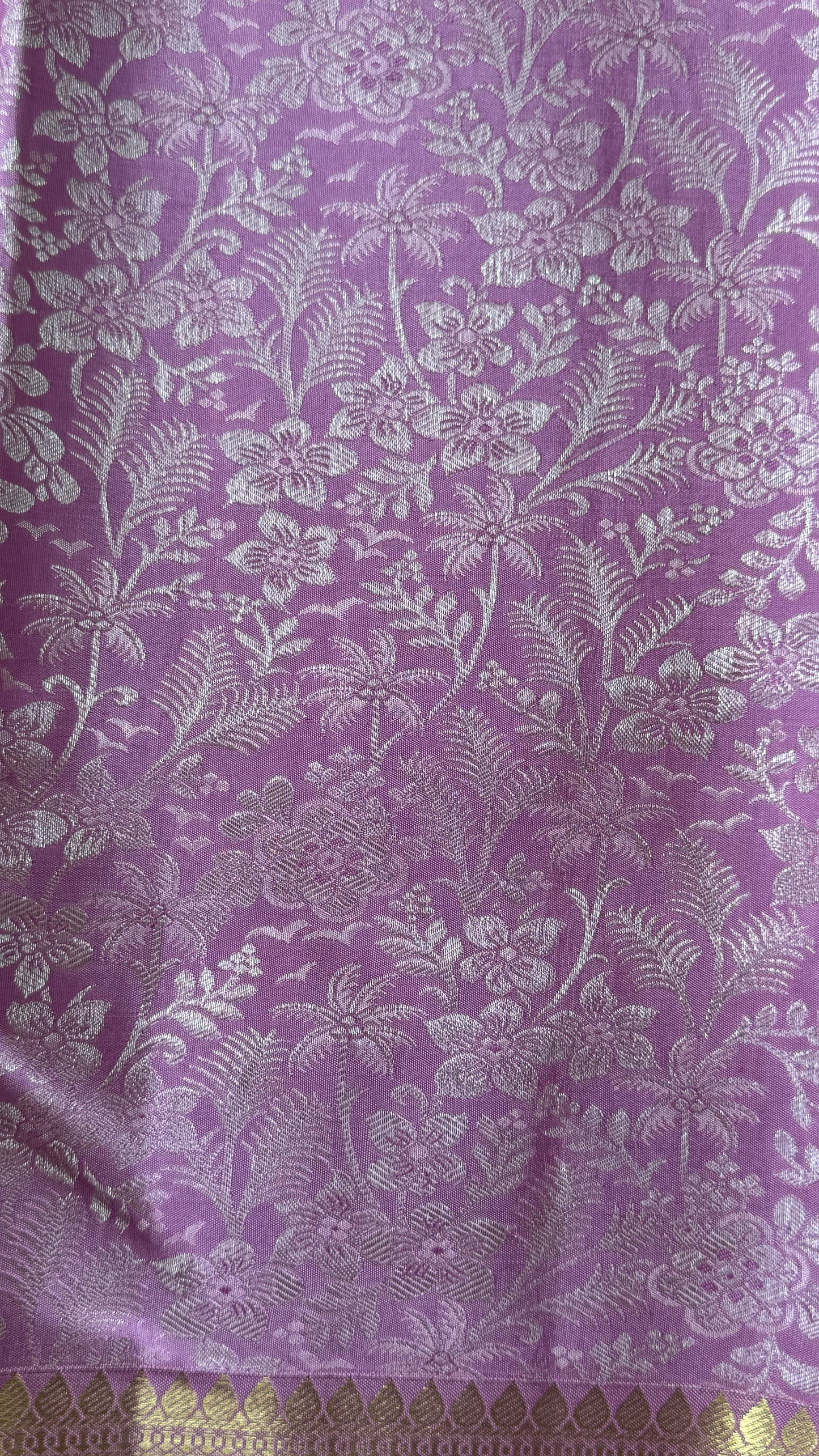 Pure Handloom Kanchivaram Silk Saree – Pink Bridal Saree with Silver Zari Weaving and Gold Border