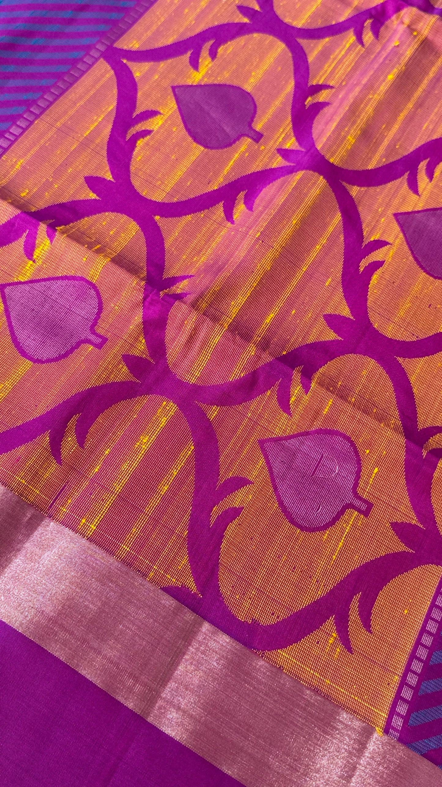 PURE SOFT SILK HANDLOOM SAREE – Blue and Pink