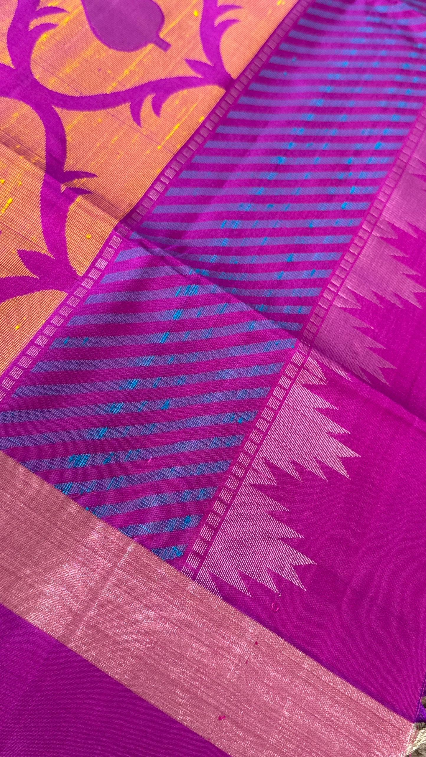PURE SOFT SILK HANDLOOM SAREE – Blue and Pink