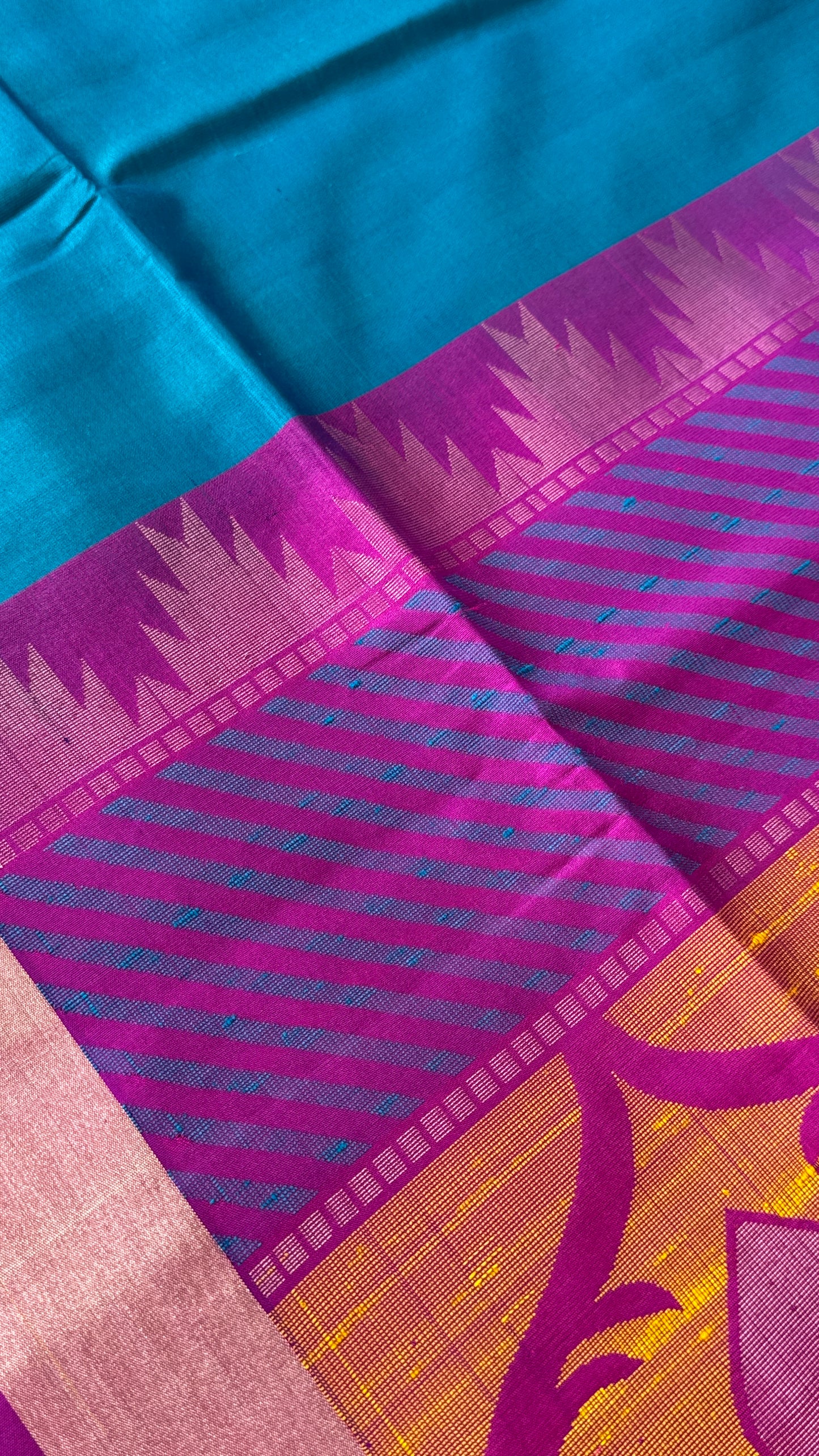 PURE SOFT SILK HANDLOOM SAREE – Blue and Pink