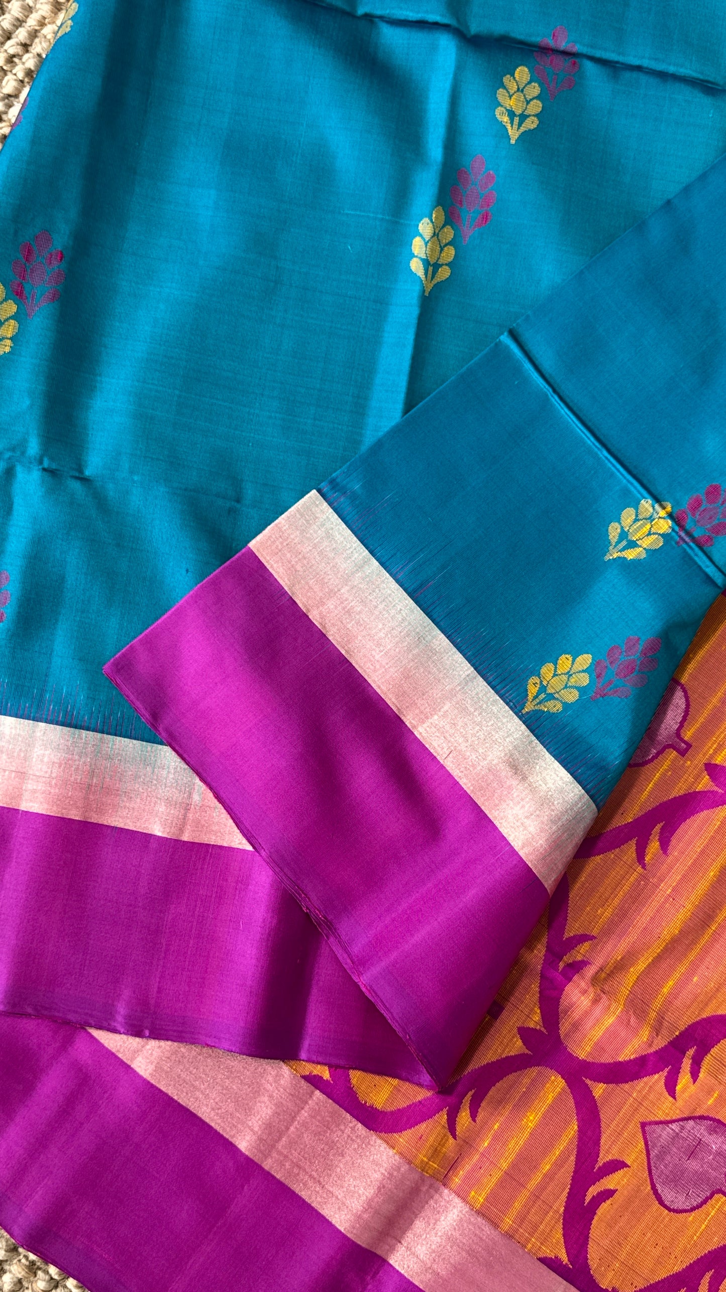PURE SOFT SILK HANDLOOM SAREE – Blue and Pink