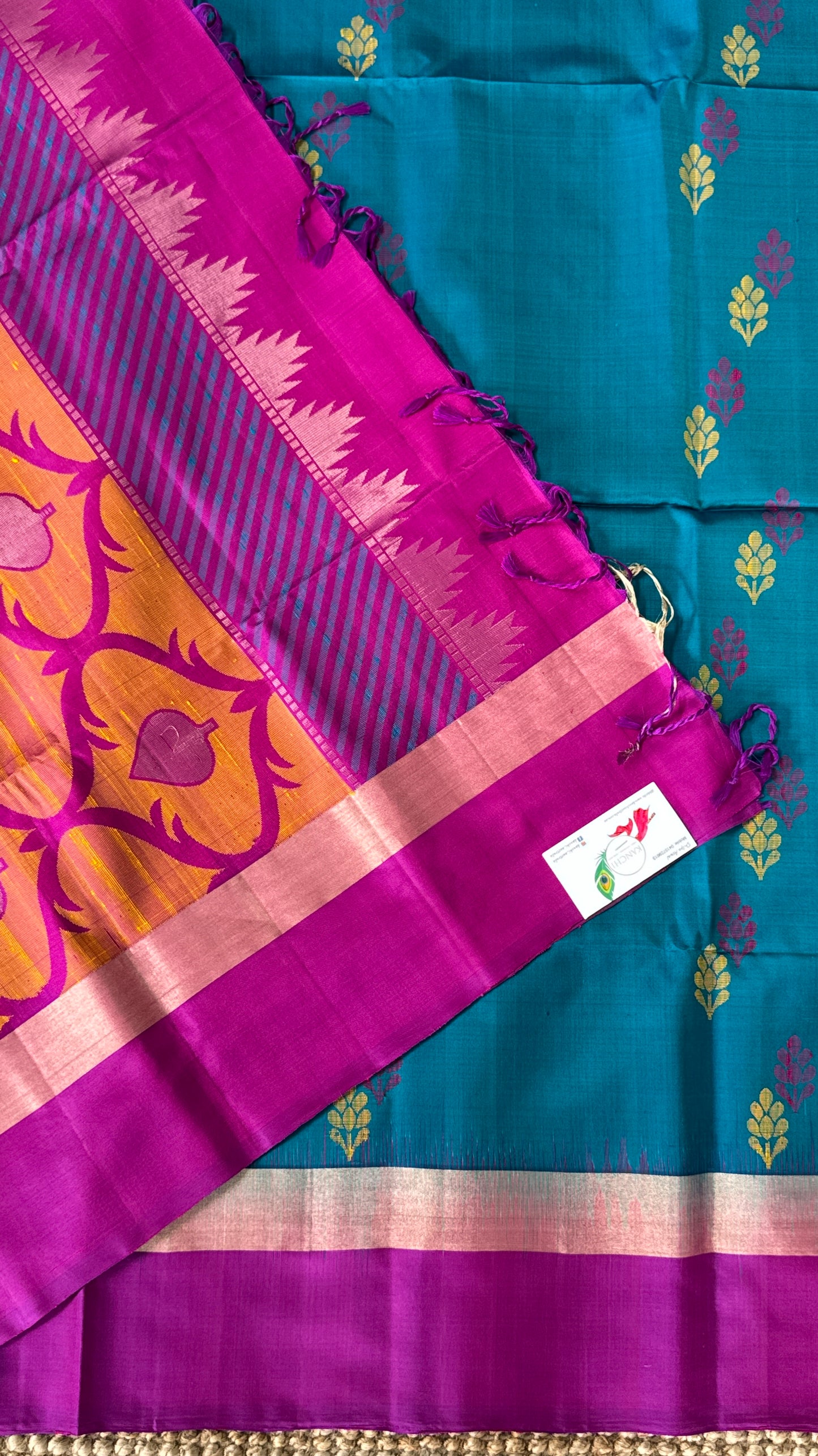 PURE SOFT SILK HANDLOOM SAREE – Blue and Pink