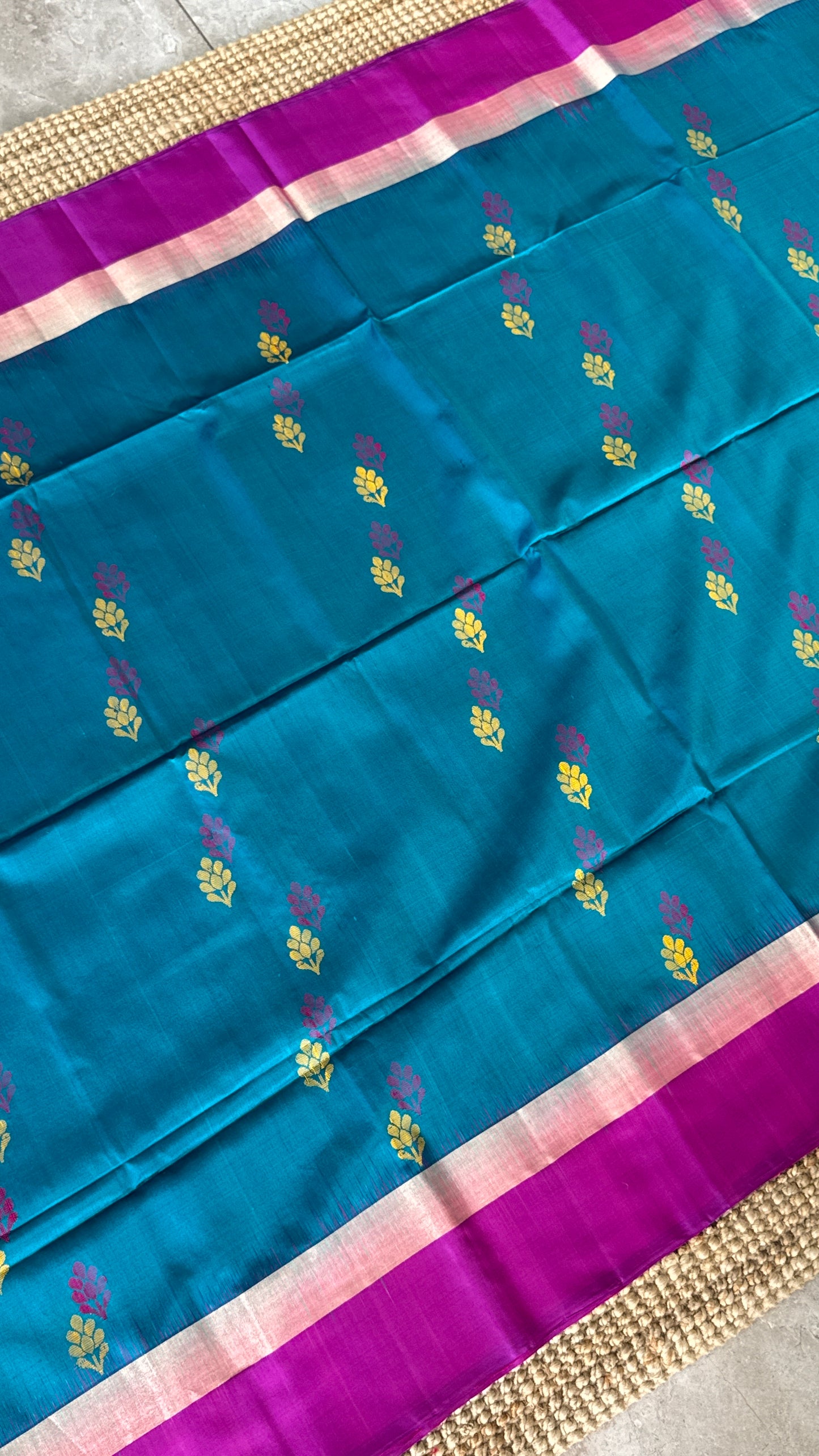PURE SOFT SILK HANDLOOM SAREE – Blue and Pink