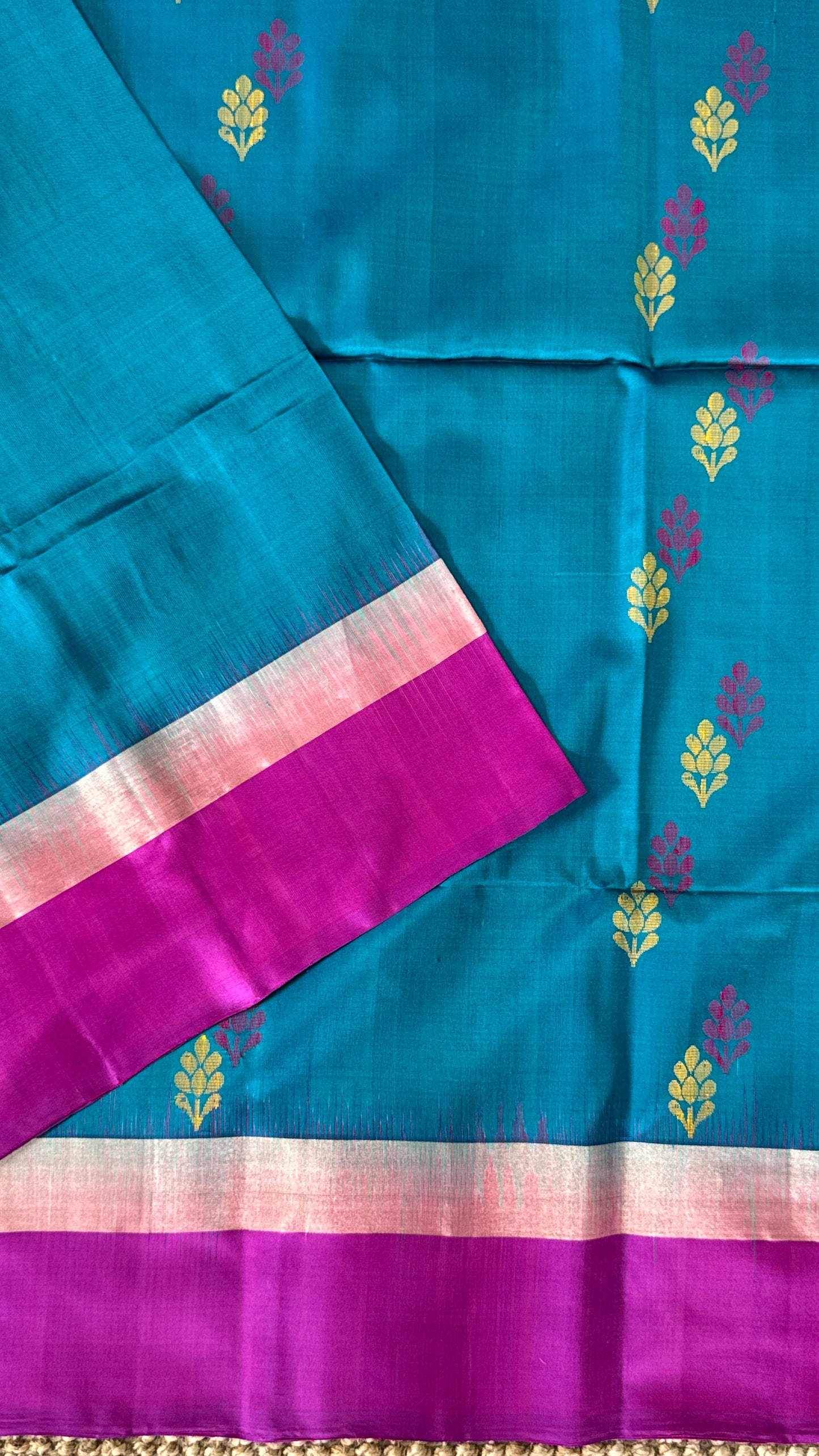PURE SOFT SILK HANDLOOM SAREE – Blue and Pink