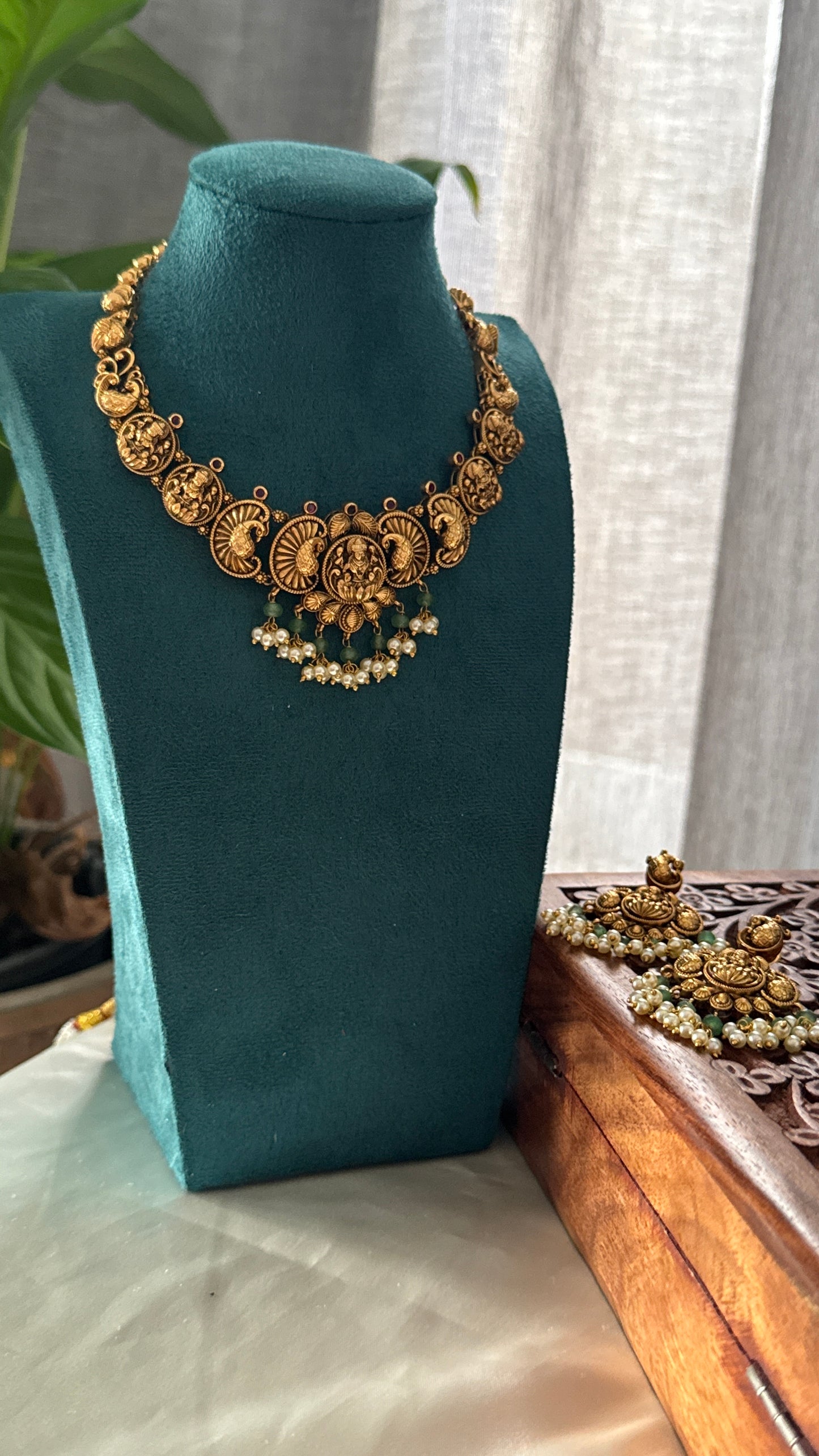 Antique Gold-Plated Lakshmi Temple Choker Set