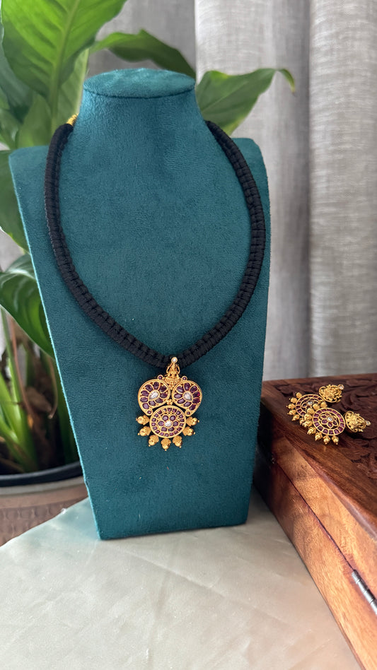 Mango Black Bead Thread Necklace set