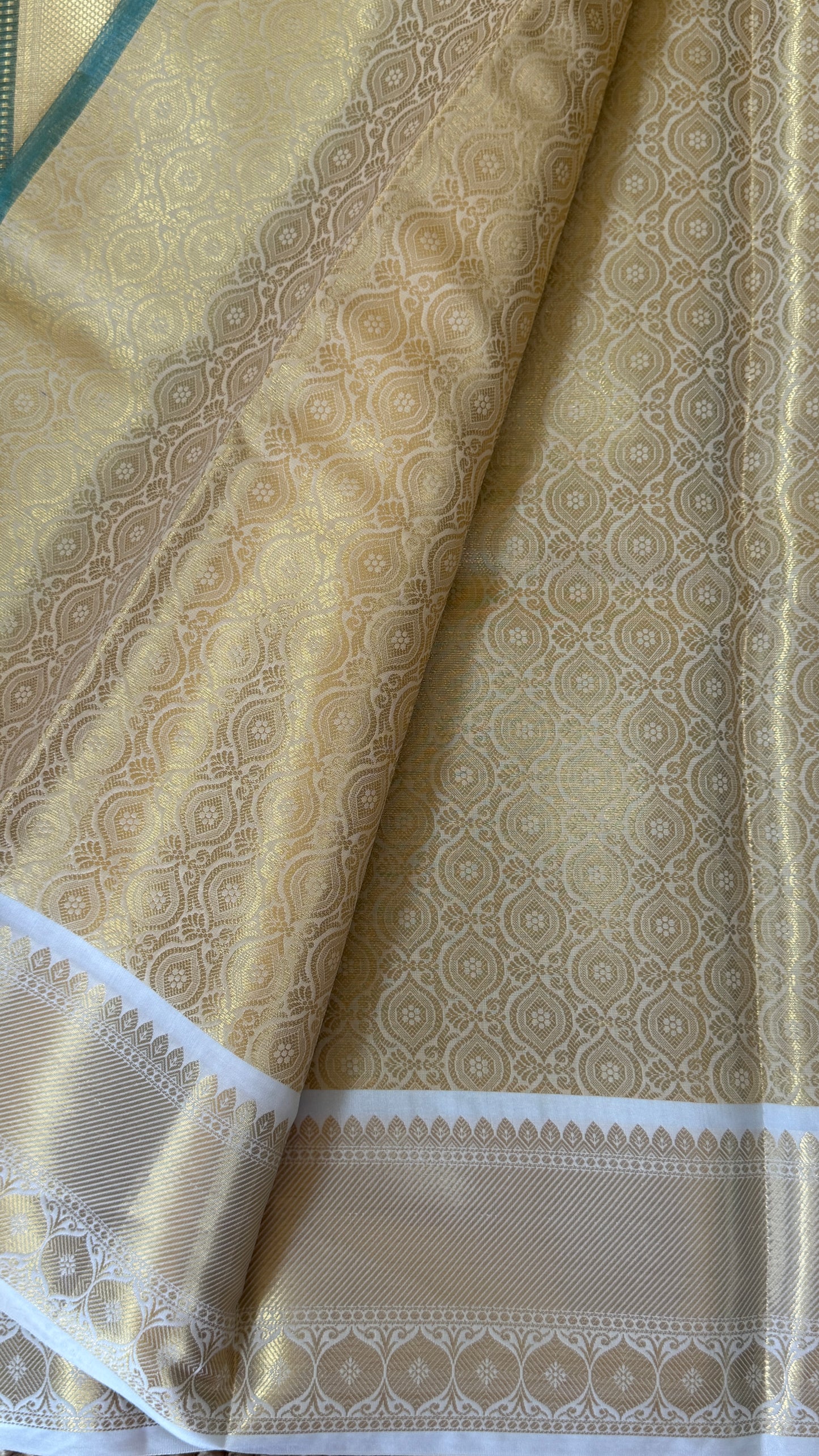 Green Semi Tissue Silk Saree with Baby Green Border