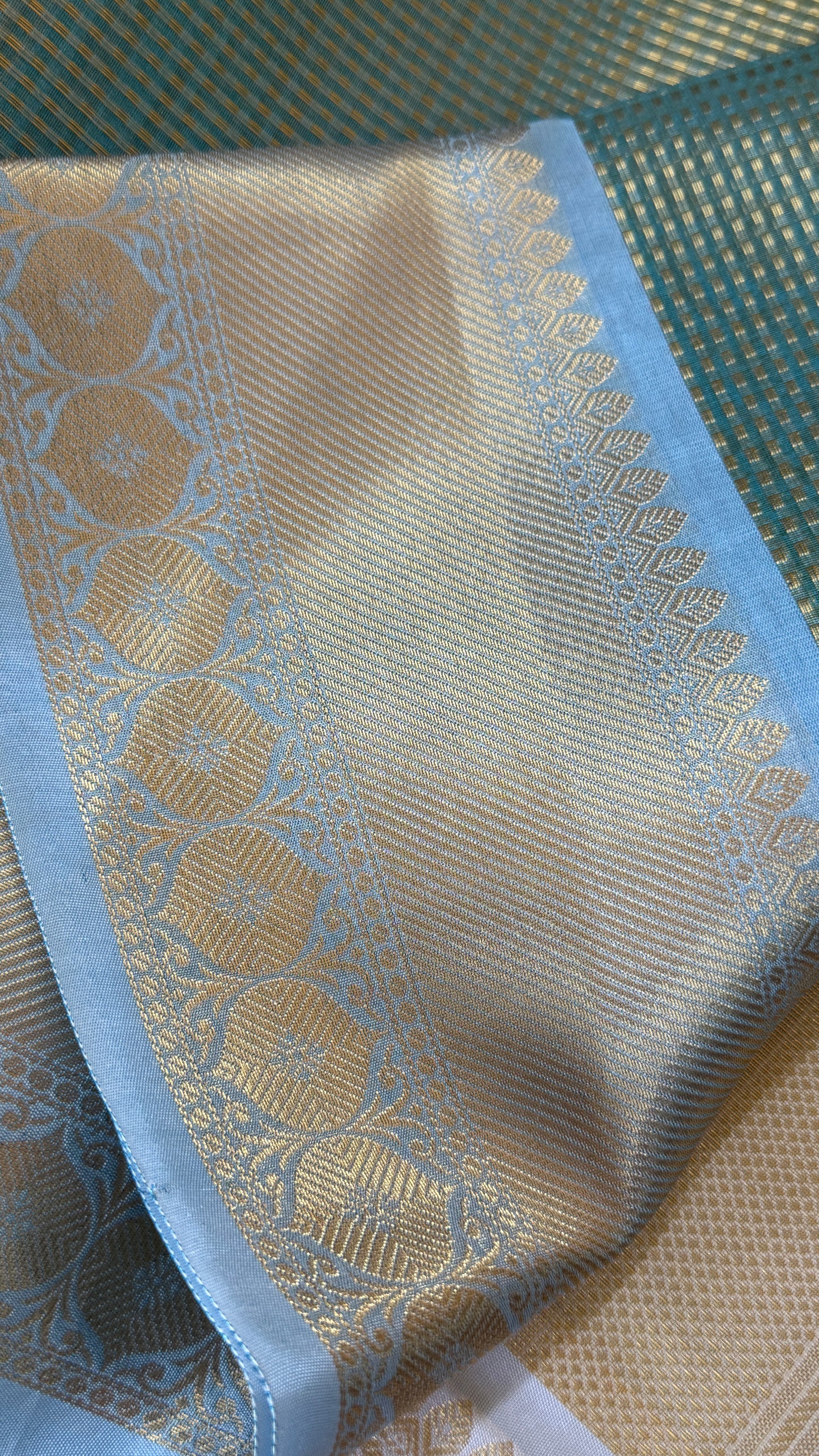Green Semi Tissue Silk Saree with Baby Green Border