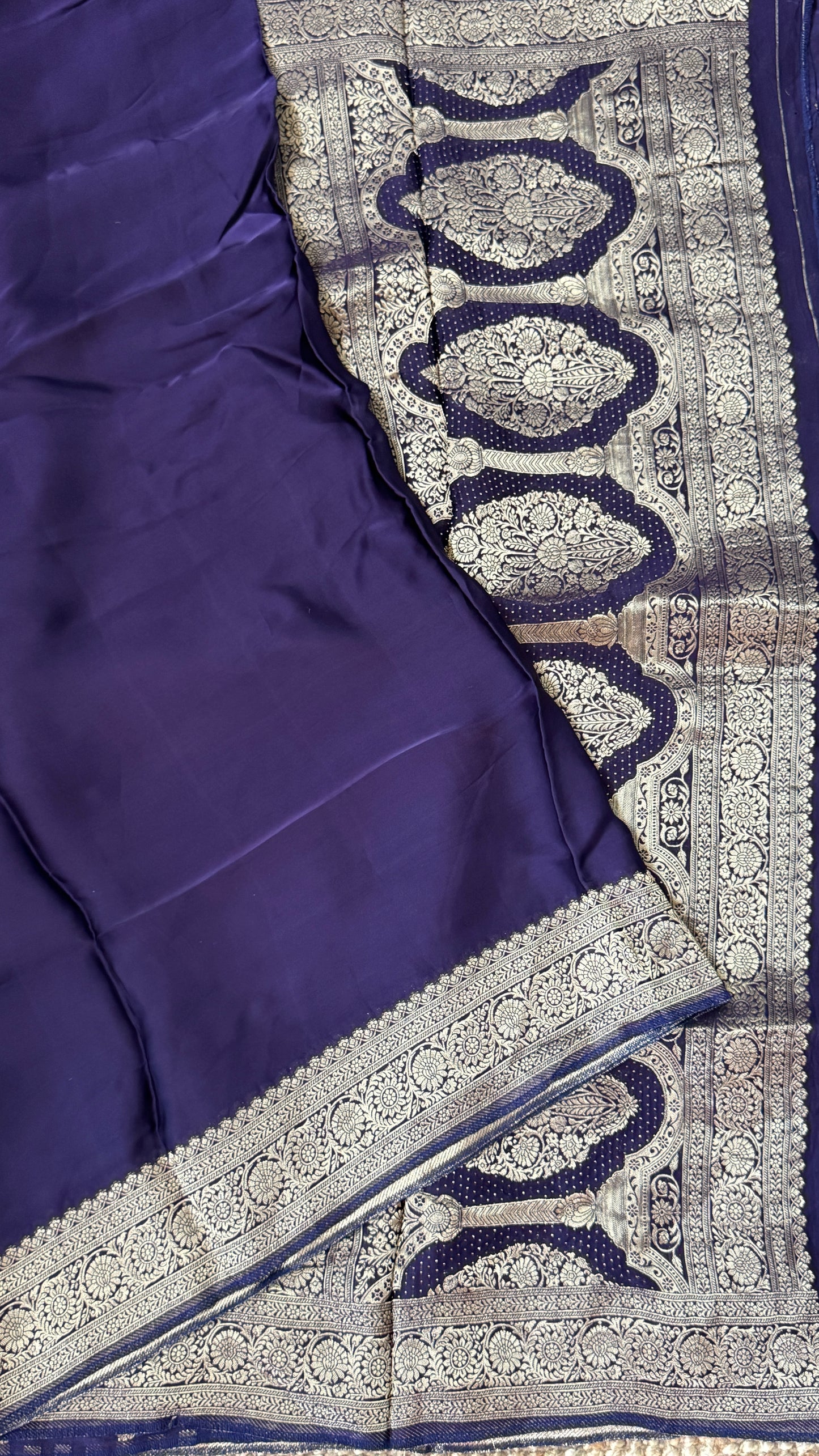 Pure Satin Silk Banarasi Saree in Deep Violet Shade