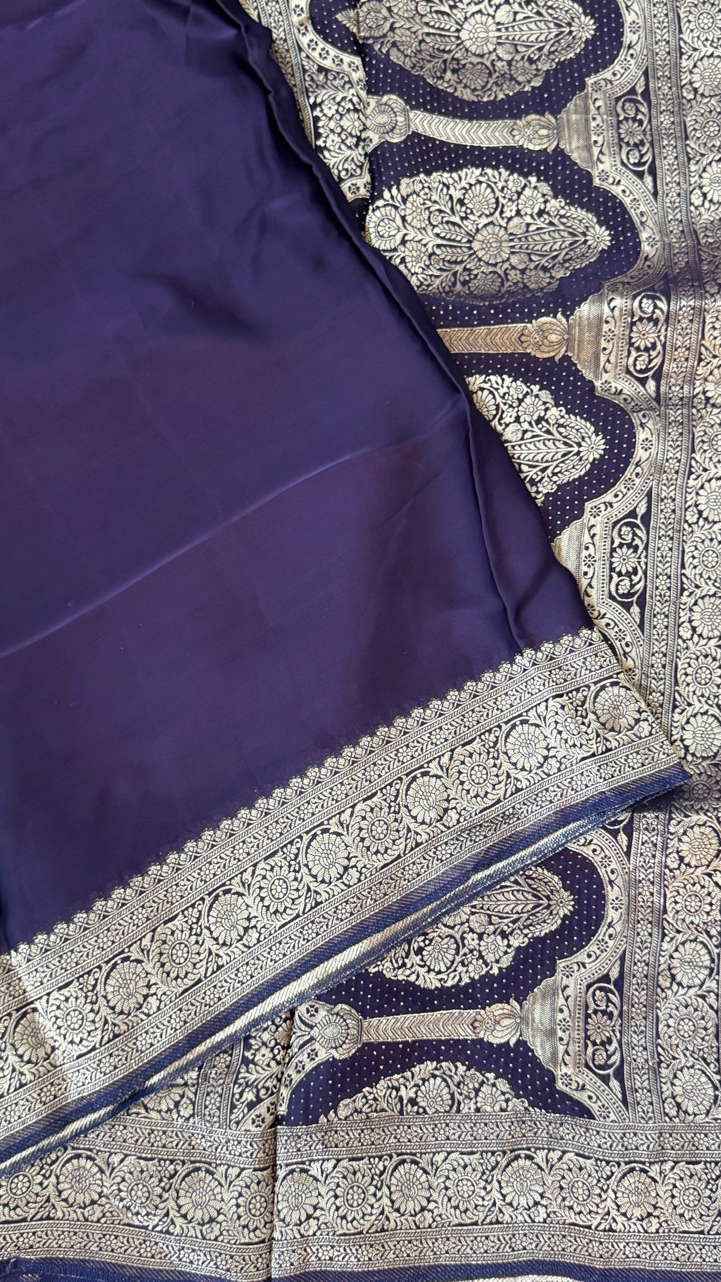 Pure Satin Silk Banarasi Saree in Deep Violet Shade