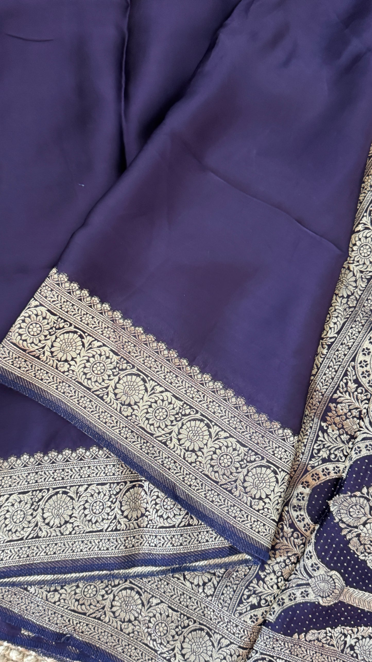 Pure Satin Silk Banarasi Saree in Deep Violet Shade