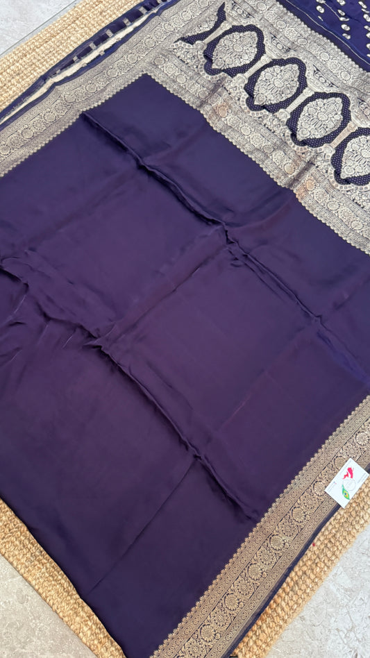Pure Satin Silk Banarasi Saree in Deep Violet Shade
