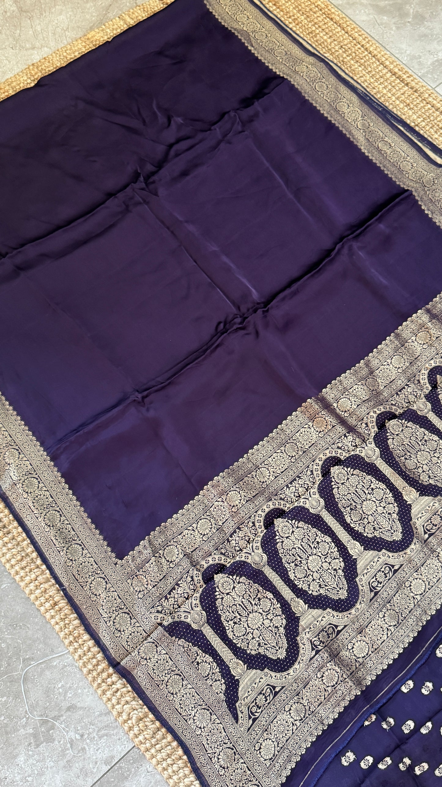 Pure Satin Silk Banarasi Saree in Deep Violet Shade