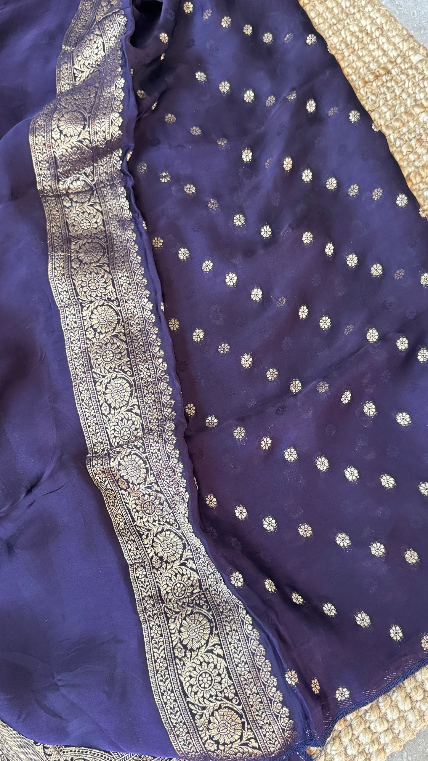 Pure Satin Silk Banarasi Saree in Deep Violet Shade