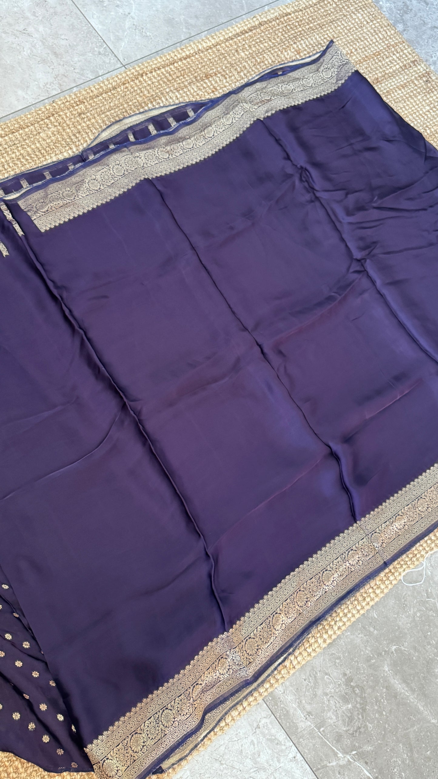 Pure Satin Silk Banarasi Saree in Deep Violet Shade