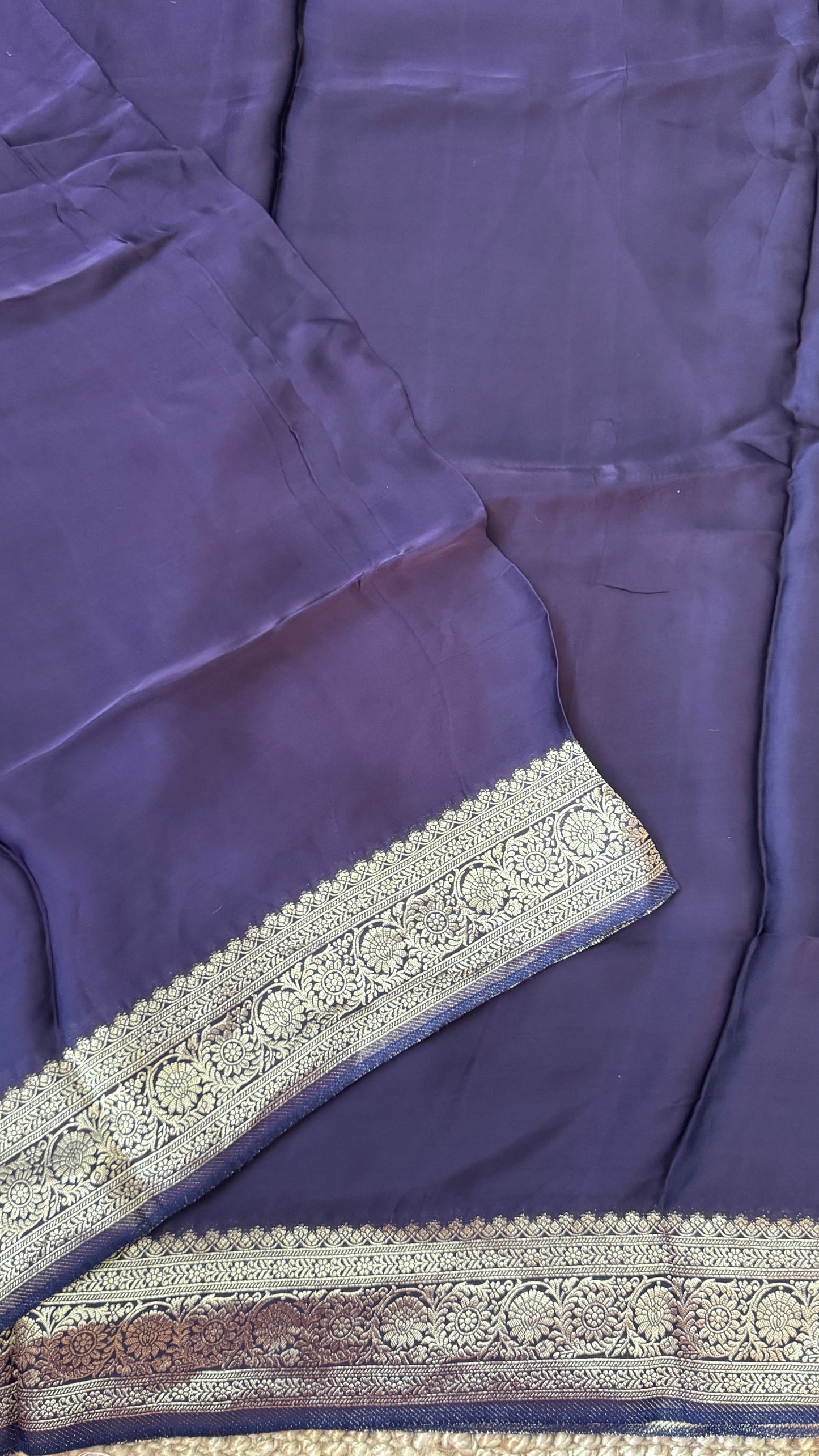 Pure Satin Silk Banarasi Saree in Deep Violet Shade