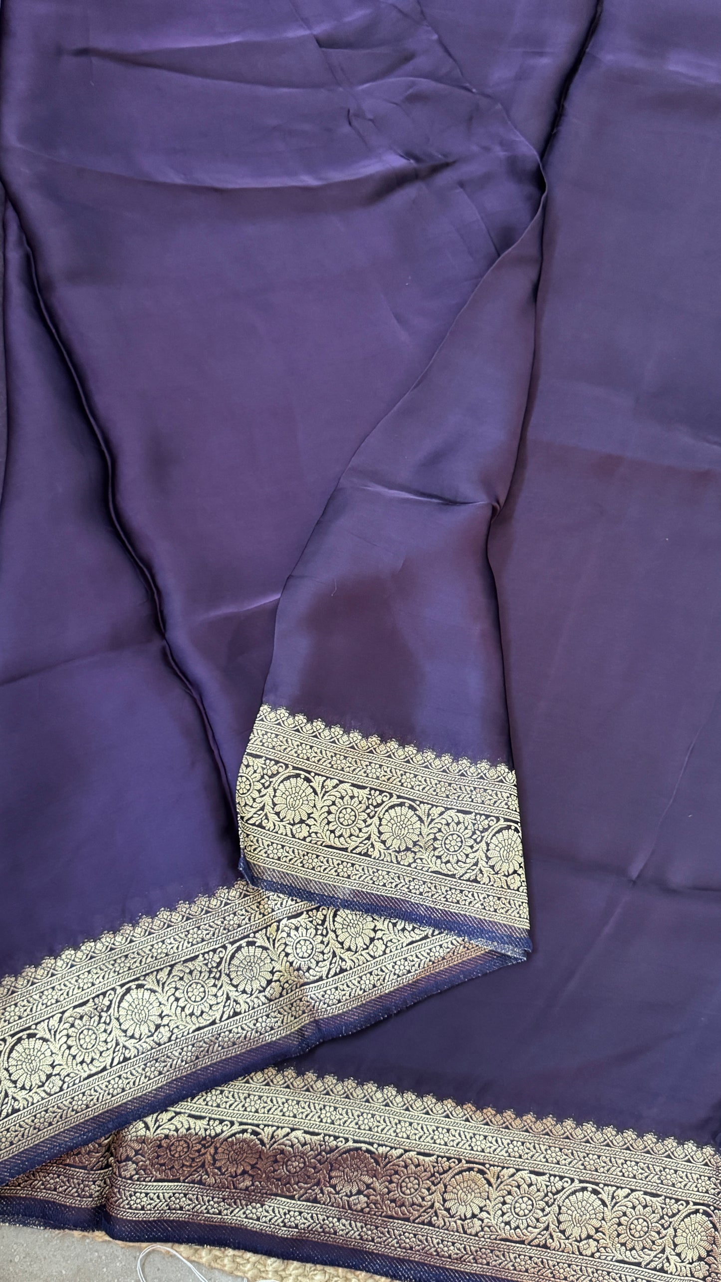 Pure Satin Silk Banarasi Saree in Deep Violet Shade