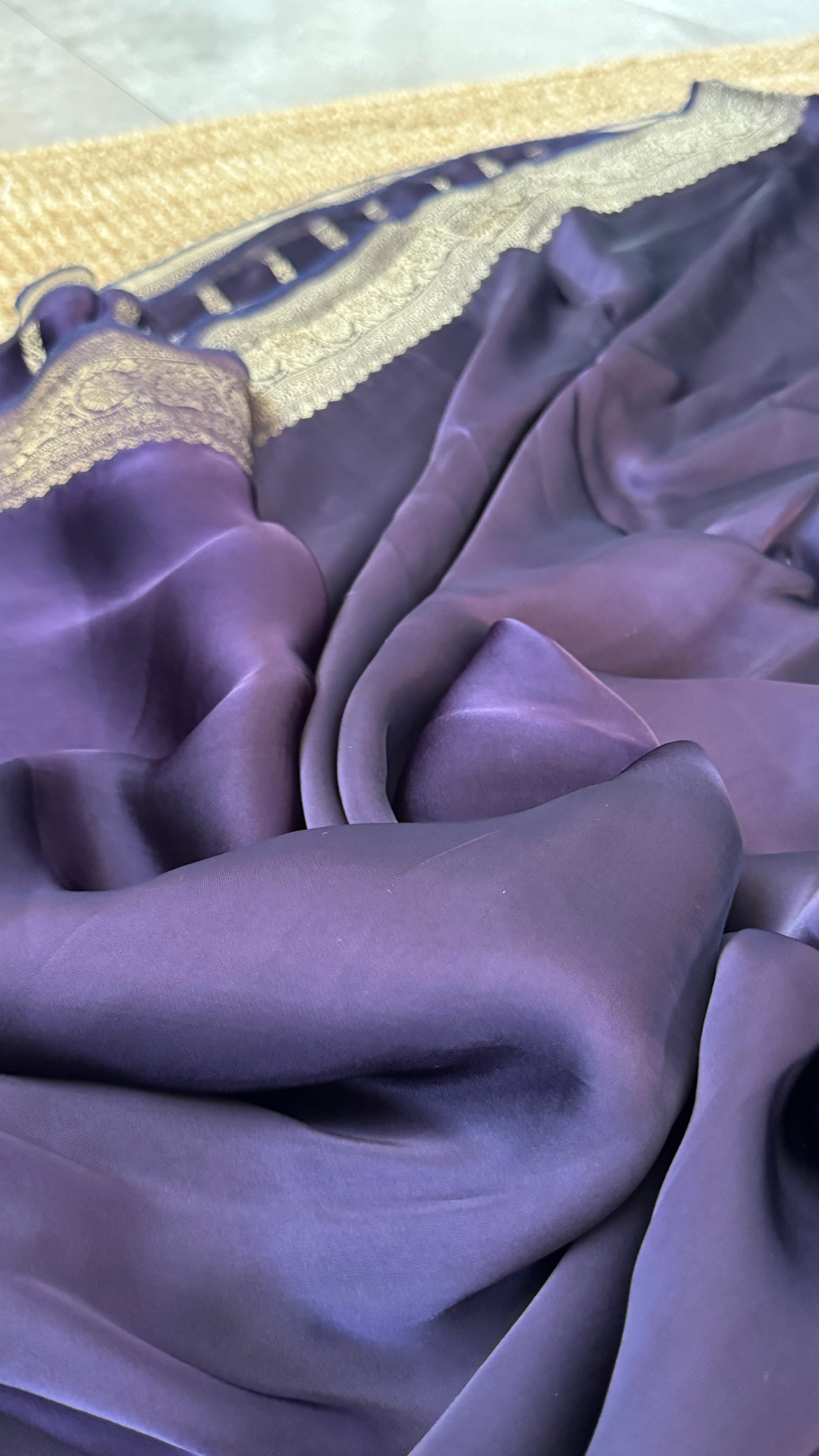 Pure Satin Silk Banarasi Saree in Deep Violet Shade