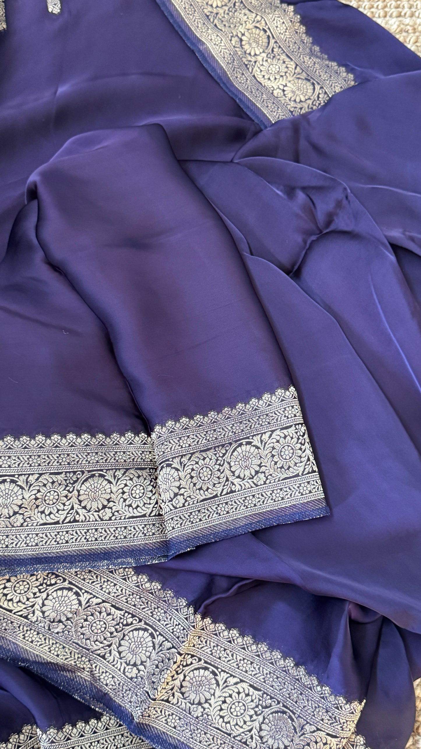Pure Satin Silk Banarasi Saree in Deep Violet Shade