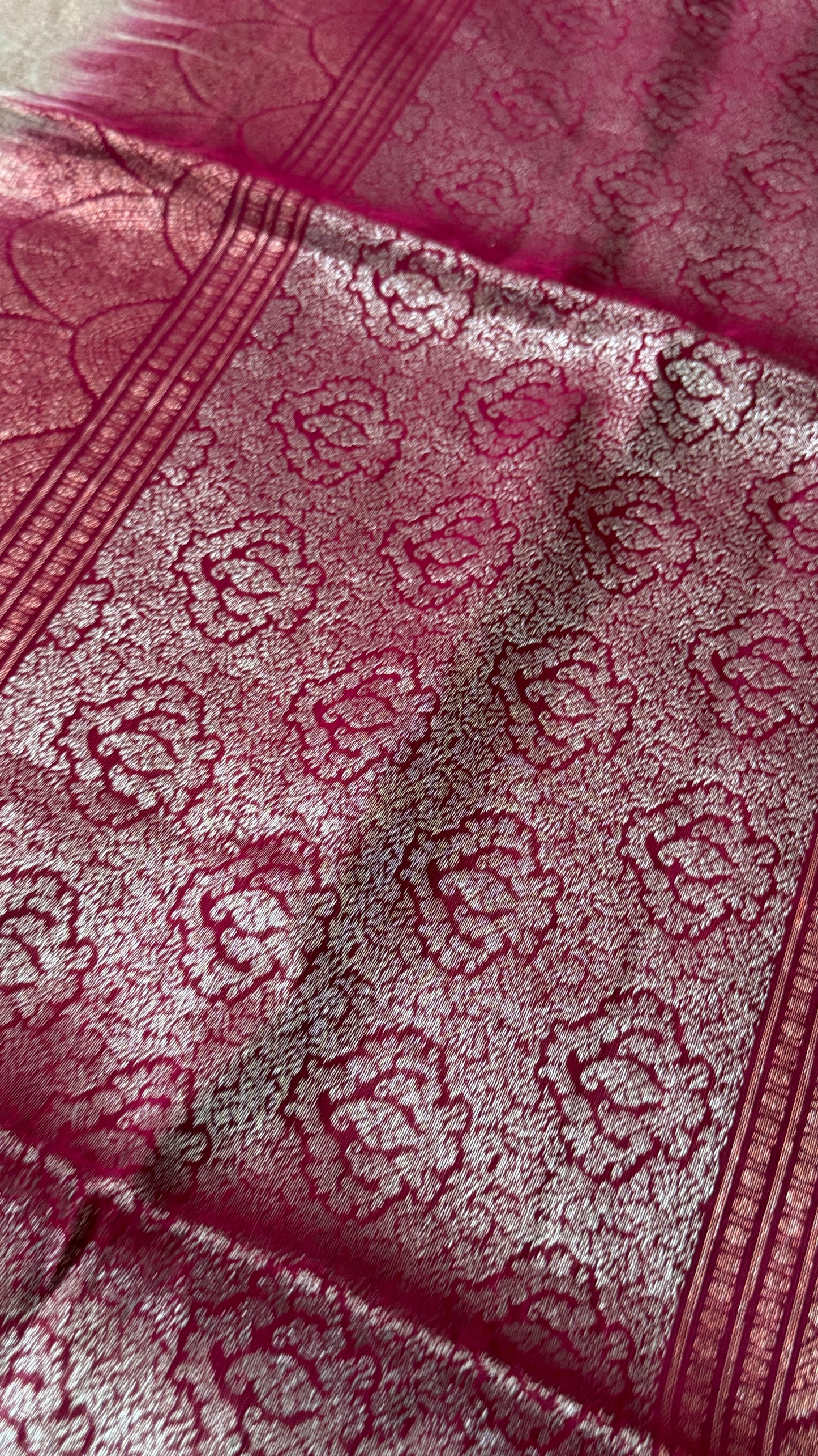 PURE SOFT SILK HANDLOOM SAREE – Nude with Maroon and Rose Gold Border