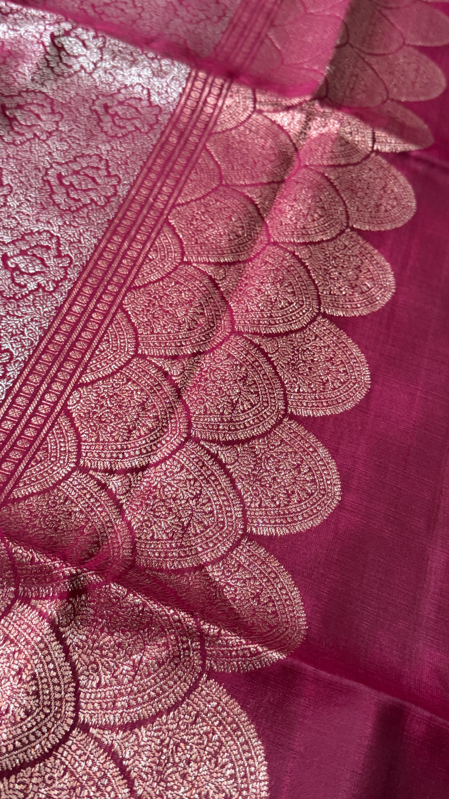 PURE SOFT SILK HANDLOOM SAREE – Nude with Maroon and Rose Gold Border