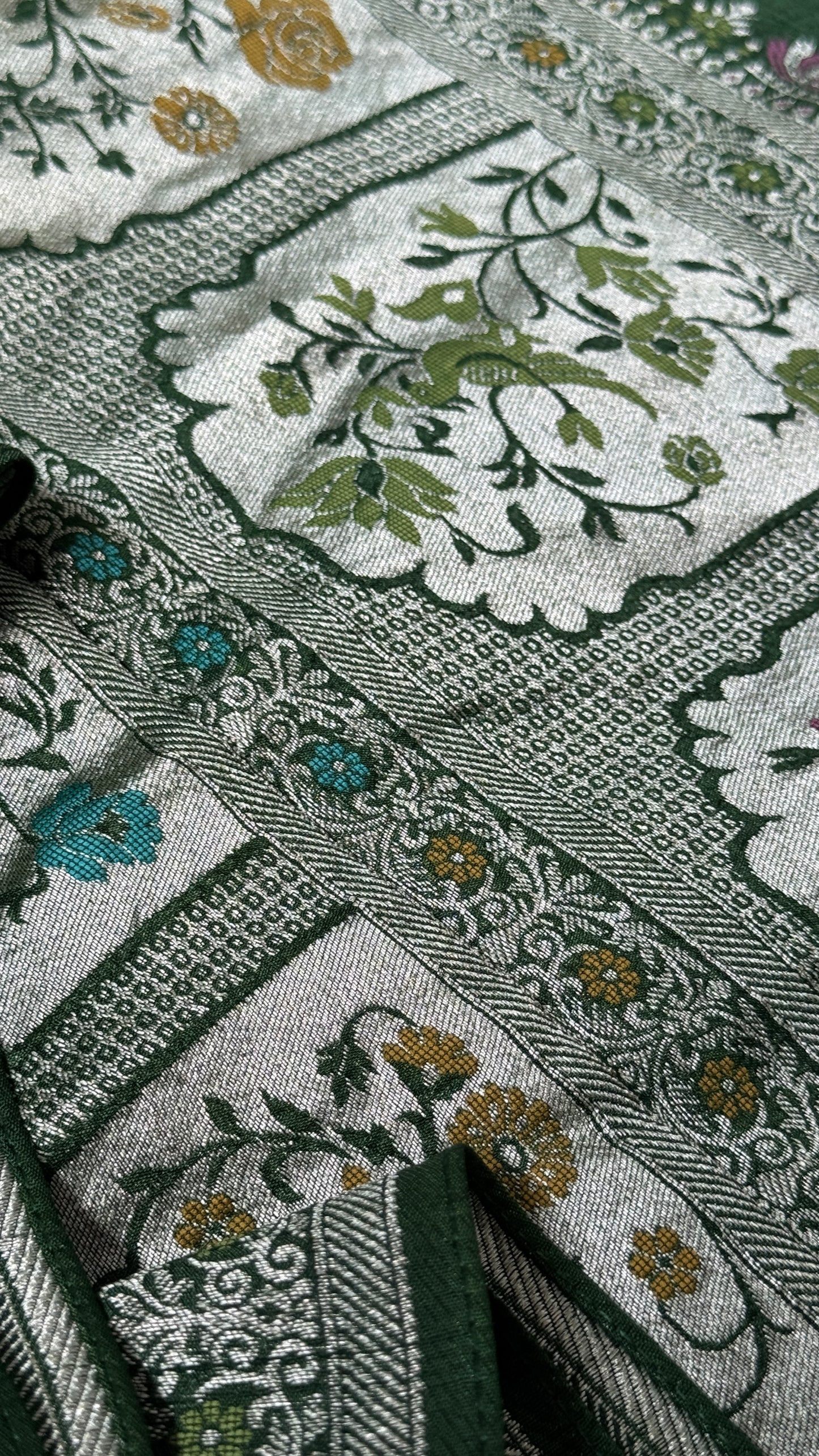 Tussar Raw Silk Handloom – Paithani Borders - Mustard with Green