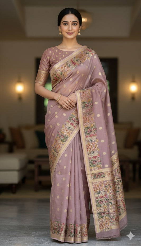 Soft Tissue Silk Saree β Elegant Light Pink with Intricate Weaving